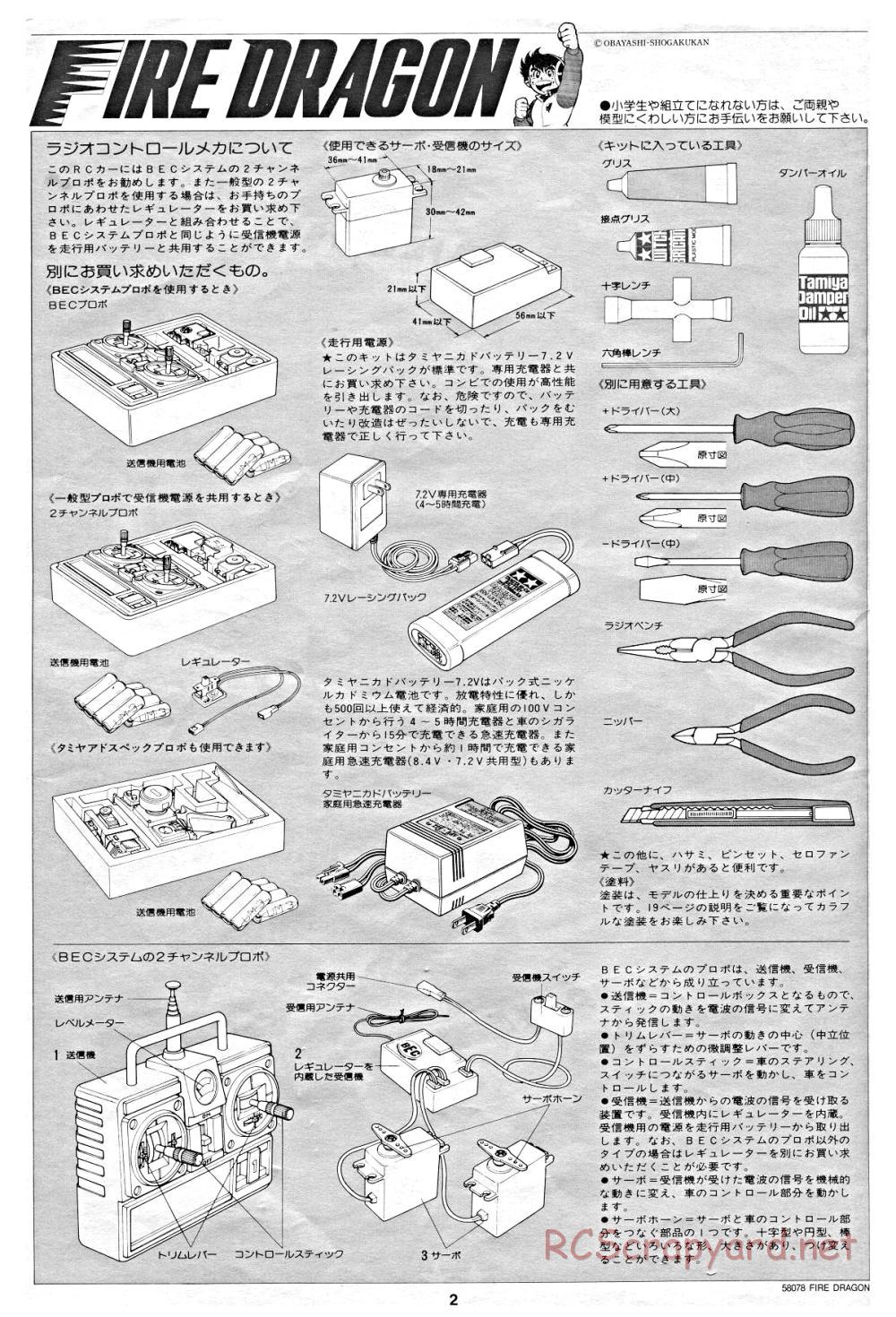 Tamiya - Fire Dragon - 58078 - Manual - Page 2