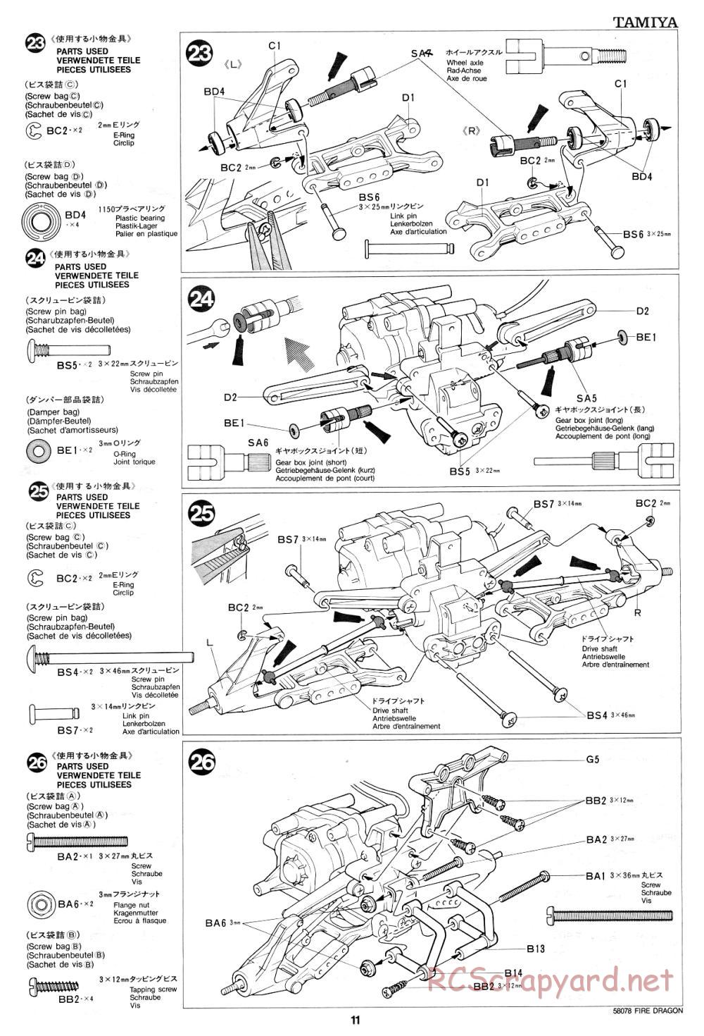 Tamiya - Fire Dragon - 58078 - Manual - Page 11