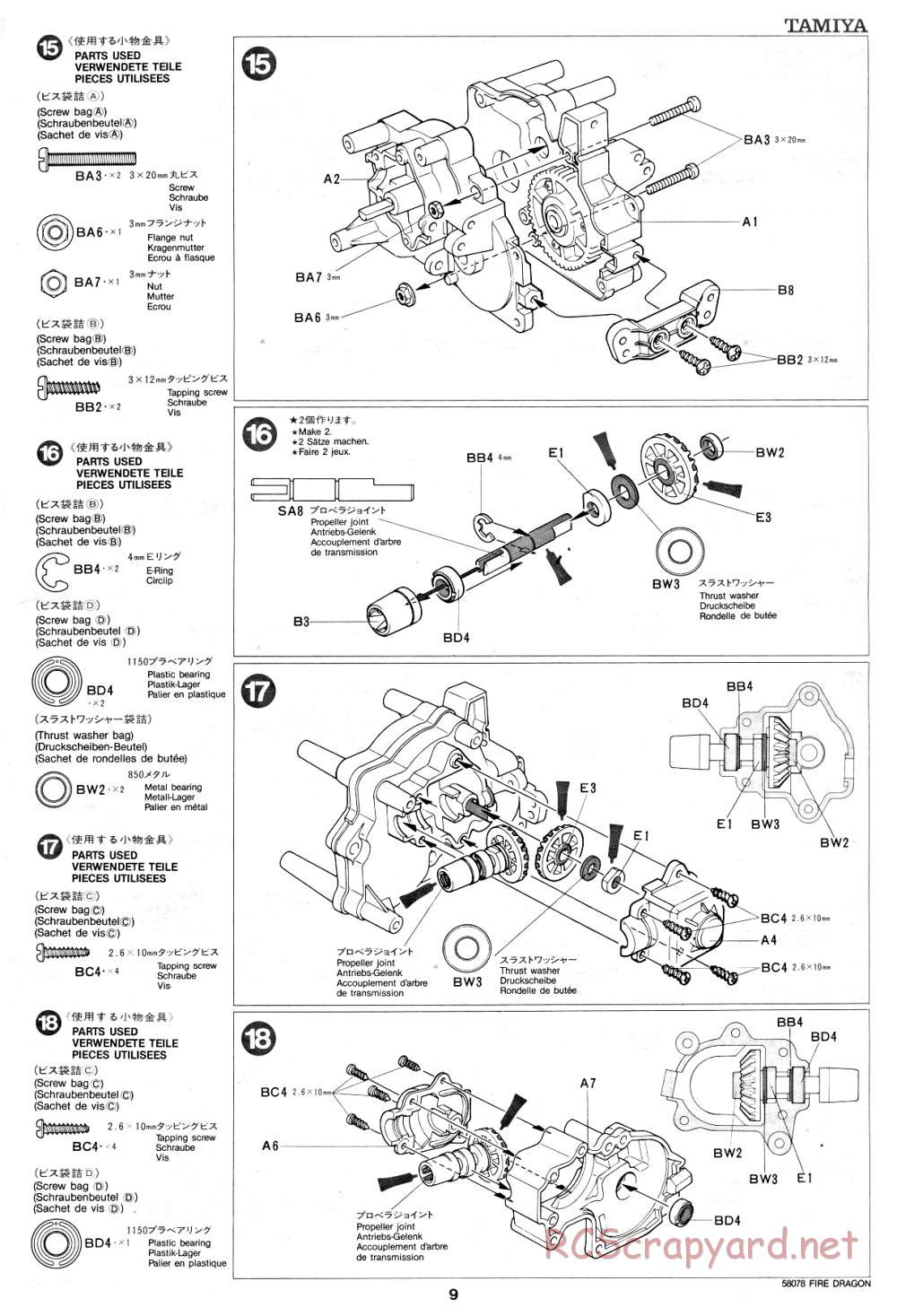 Tamiya - Fire Dragon - 58078 - Manual - Page 9