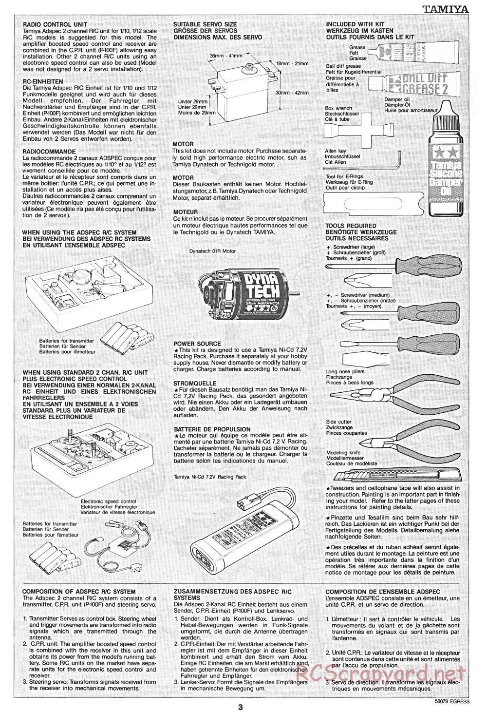 Tamiya - Egress - 58079 - Manual - Page 3