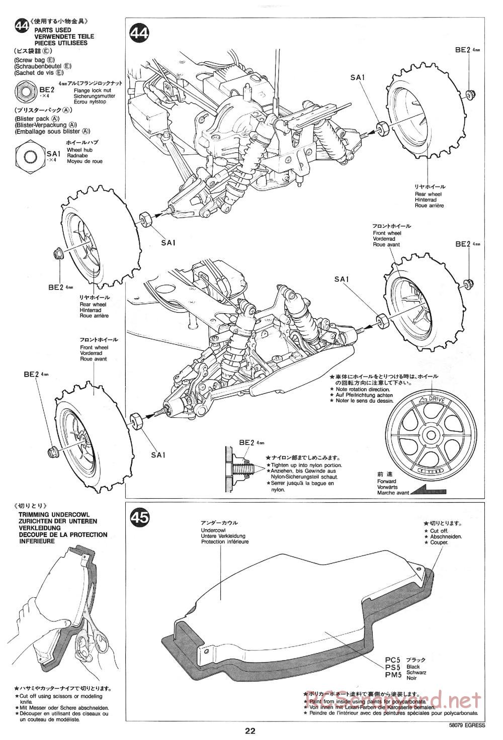 Tamiya - Egress - 58079 - Manual - Page 22