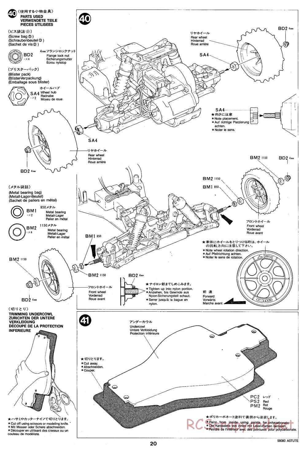 Tamiya - Astute - 58080 - Manual - Page 20