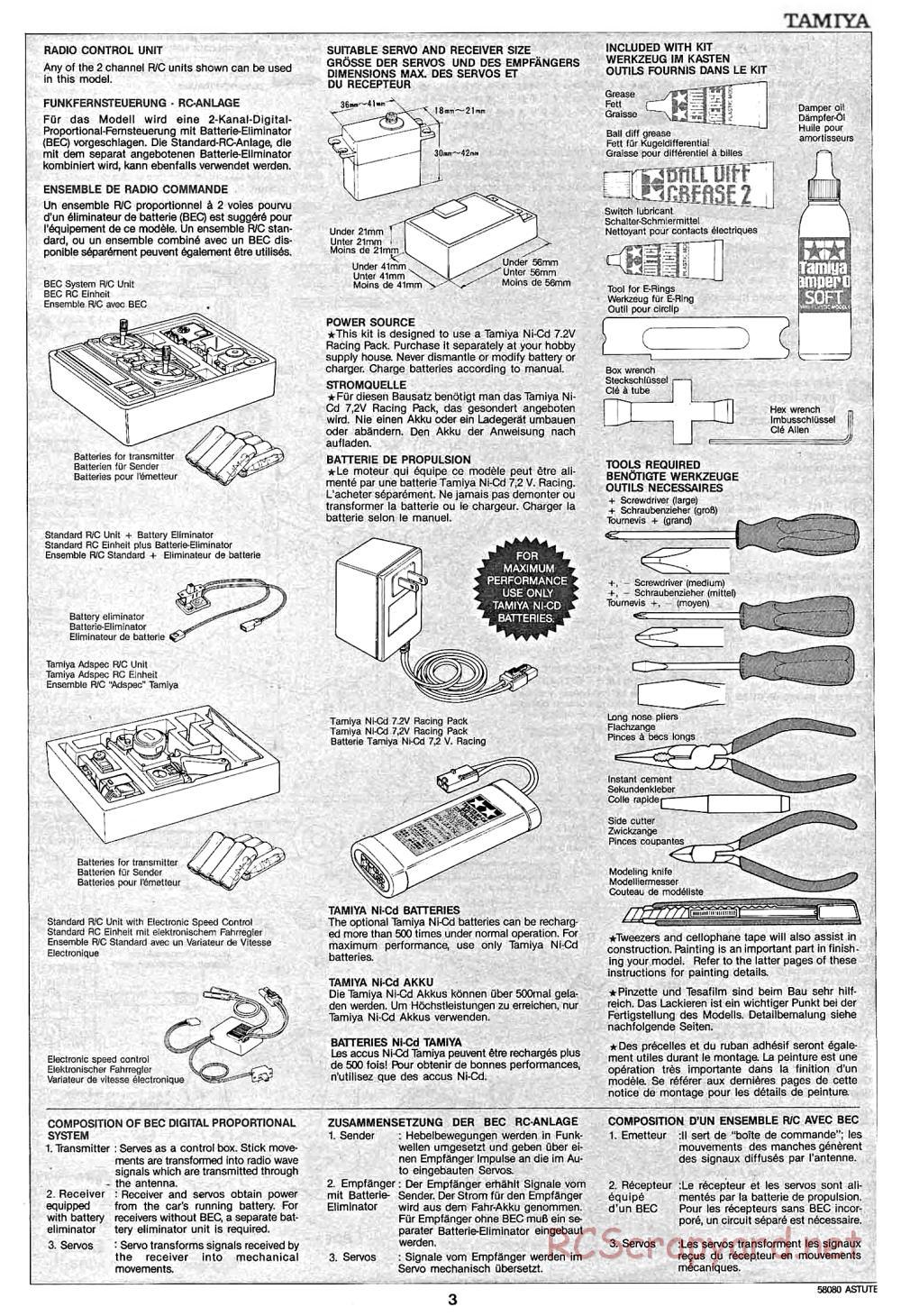 Tamiya - Astute - 58080 - Manual - Page 3