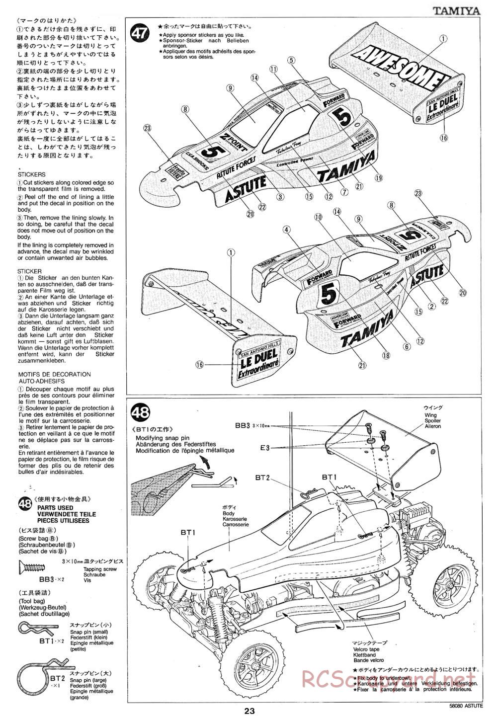 Tamiya - Astute - 58080 - Manual - Page 23
