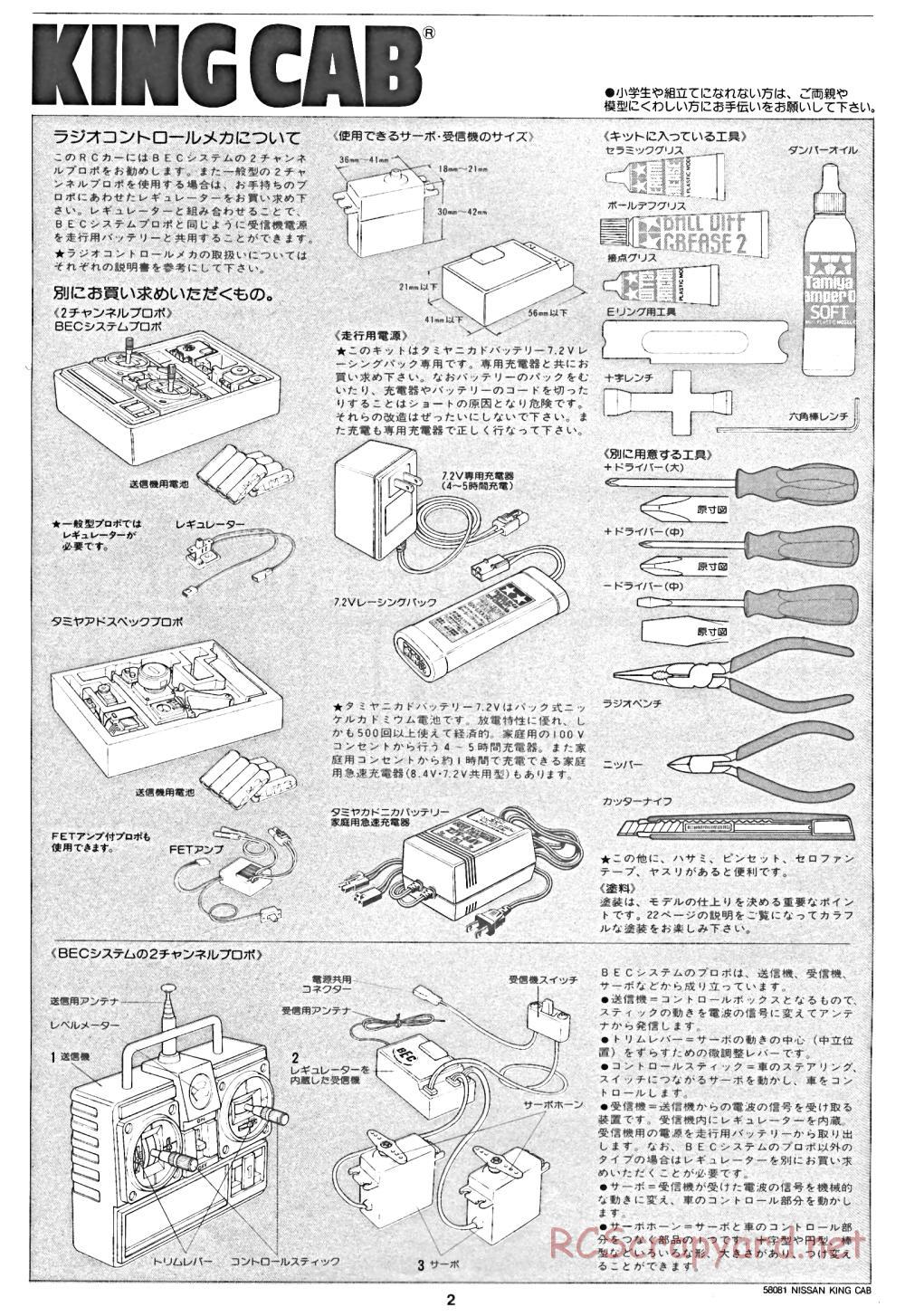 Tamiya - Nissan King Cab - 58081 - Manual - Page 2
