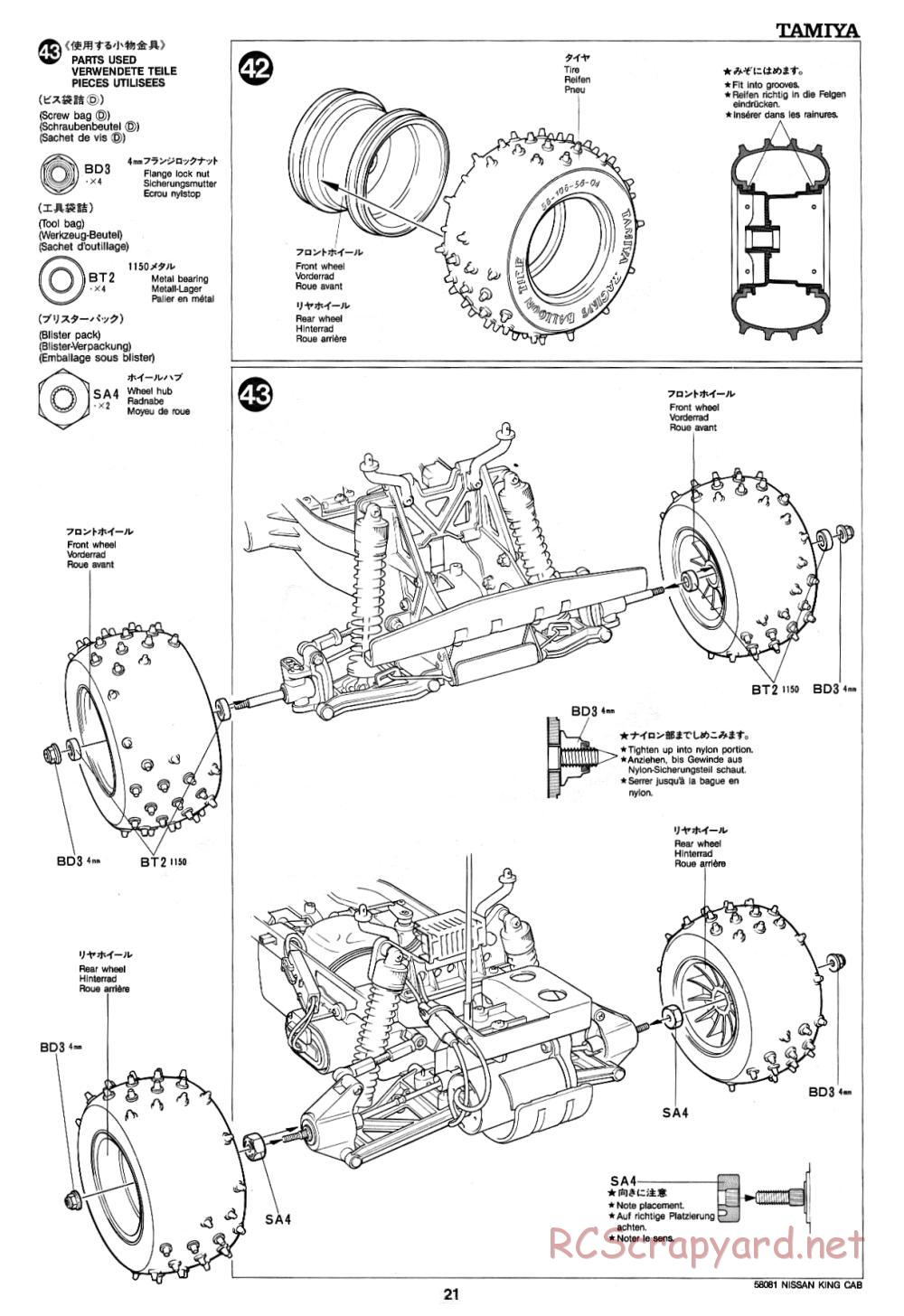 Tamiya - Nissan King Cab - 58081 - Manual - Page 21