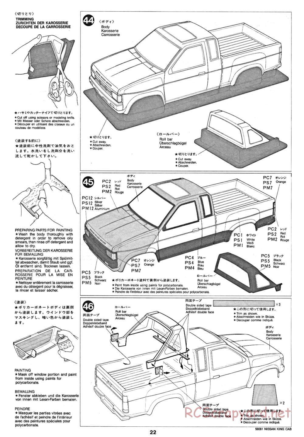 Tamiya - Nissan King Cab - 58081 - Manual - Page 22