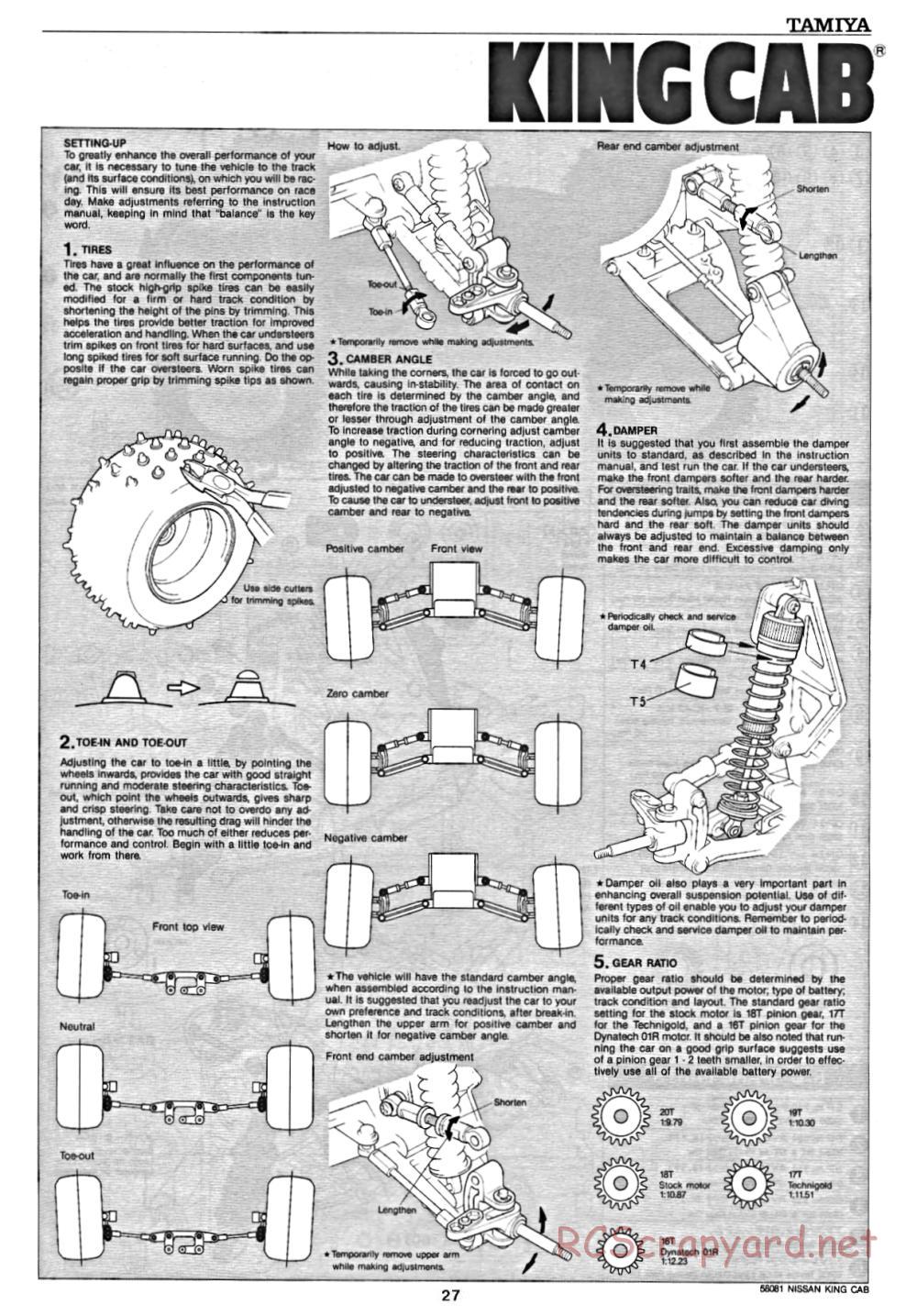 Tamiya - Nissan King Cab - 58081 - Manual - Page 27