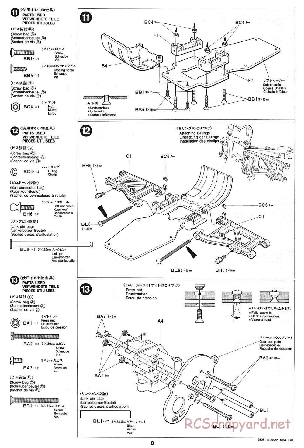 Tamiya - Nissan King Cab - 58081 - Manual - Page 8