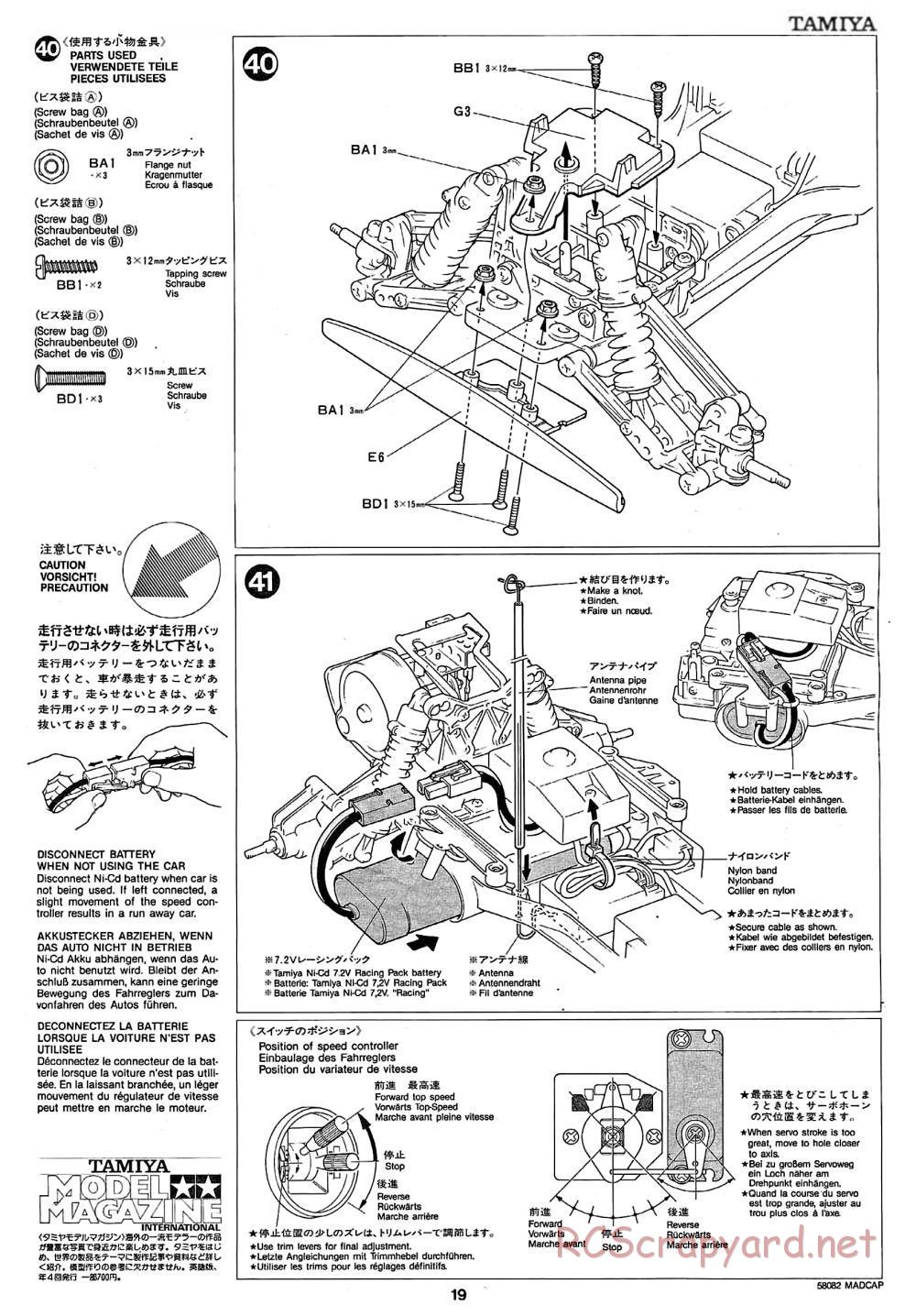 Tamiya - Madcap - 58082 - Manual - Page 19