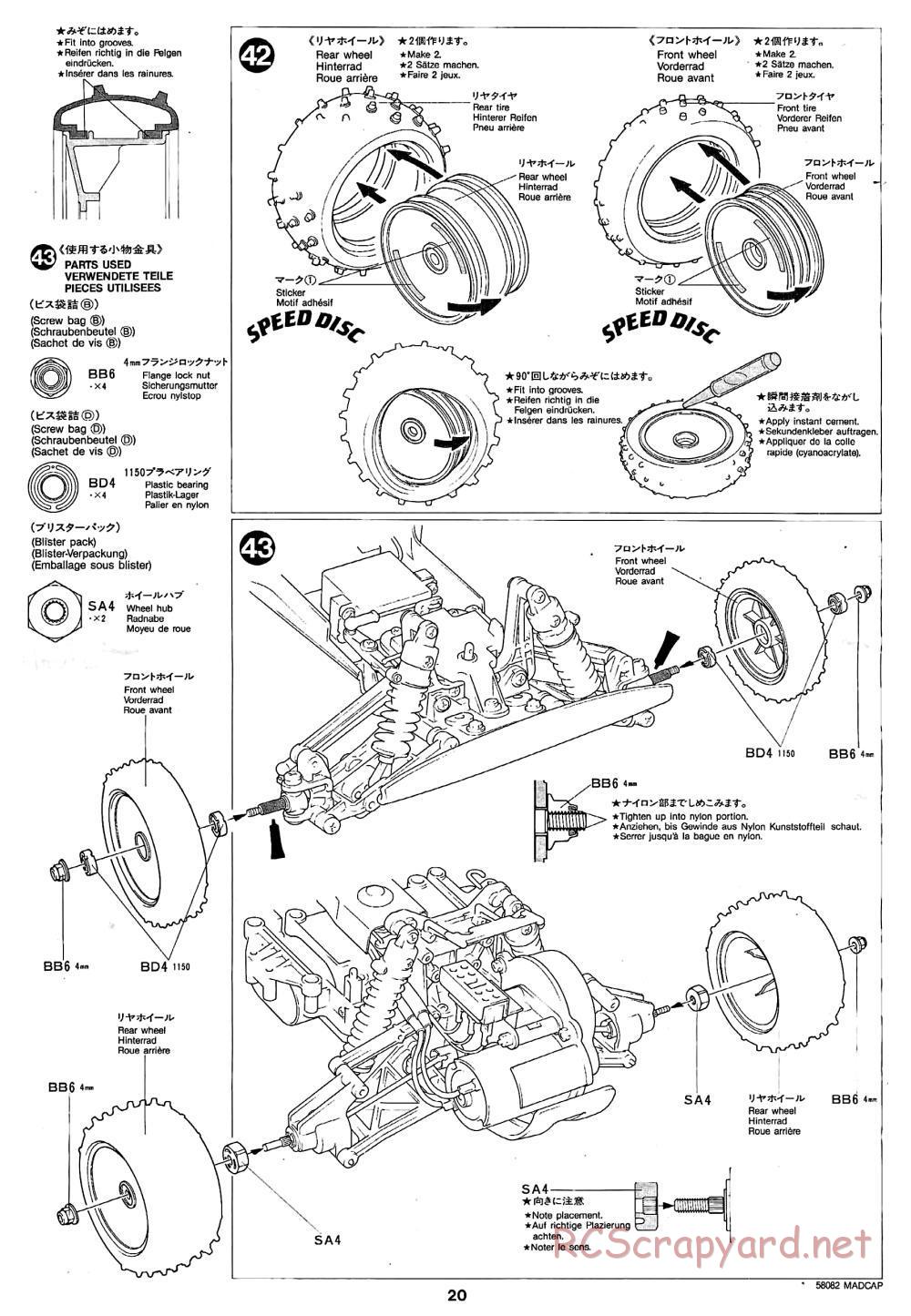 Tamiya - Madcap - 58082 - Manual - Page 20