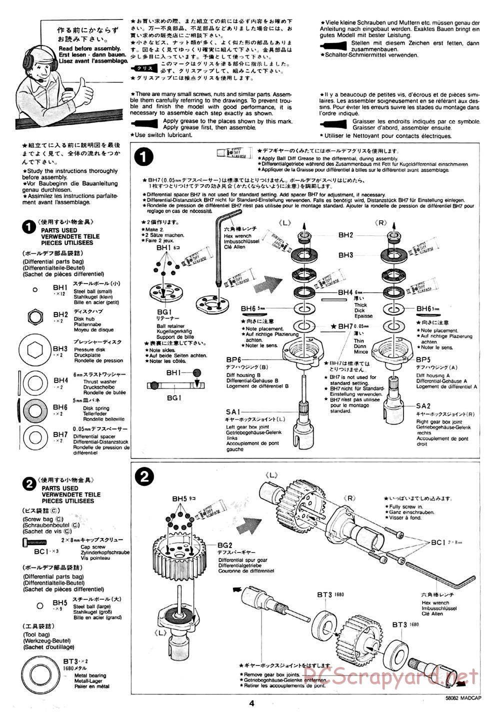 Tamiya - Madcap - 58082 - Manual - Page 4