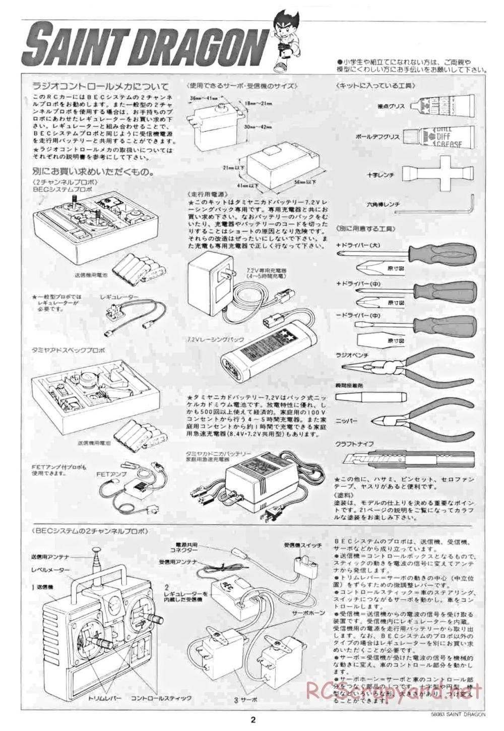 Tamiya - Saint Dragon - 58083 - Manual - Page 2