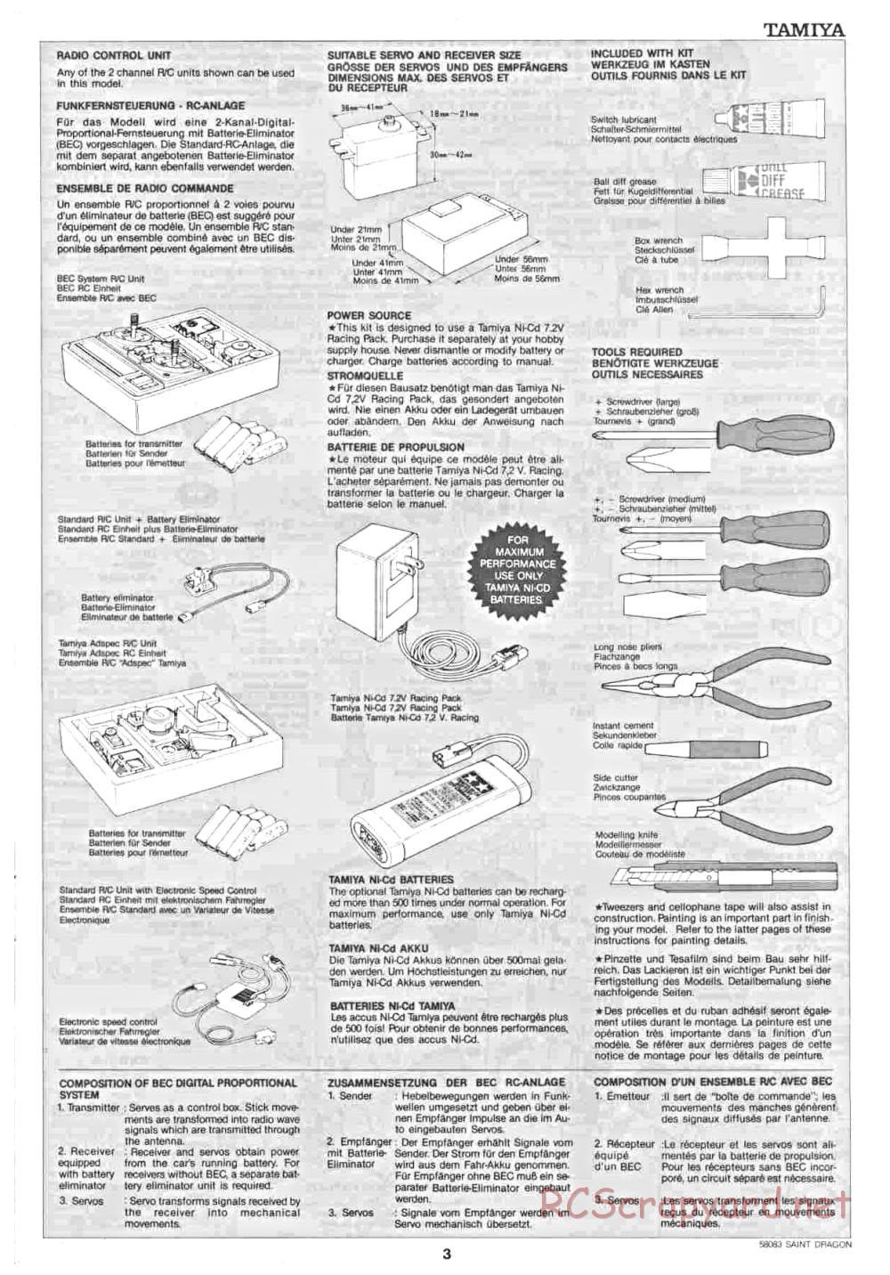 Tamiya - Saint Dragon - 58083 - Manual - Page 3