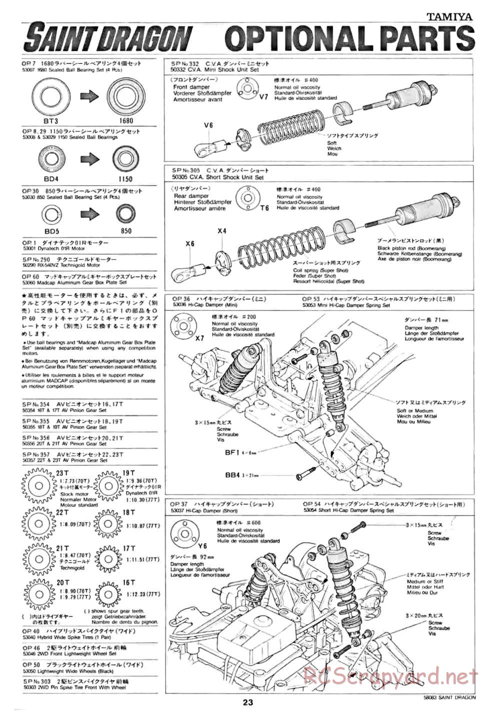 Tamiya - Saint Dragon - 58083 - Manual - Page 23
