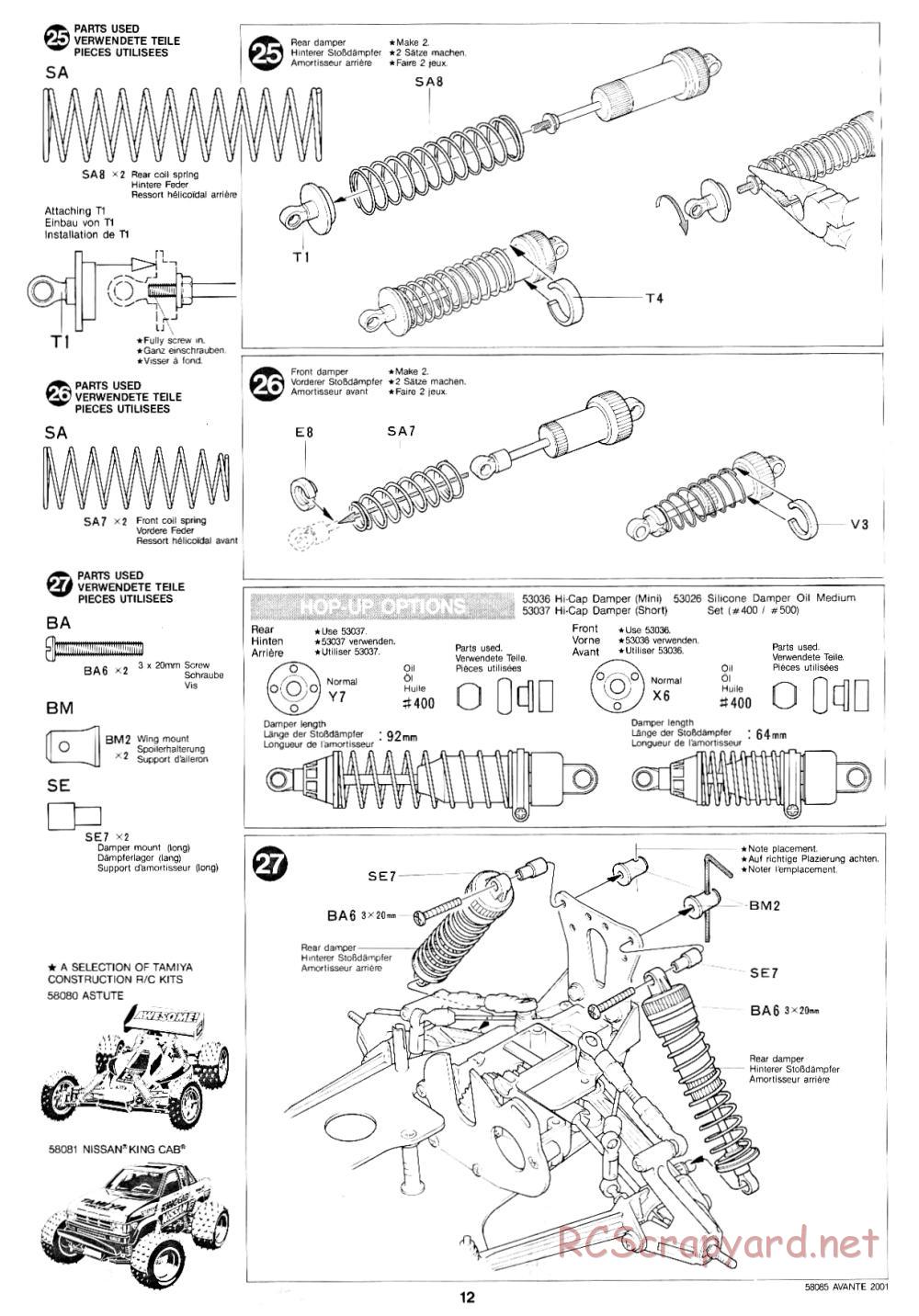 Tamiya - Avante 2001 - 58085 - Manual - Page 12