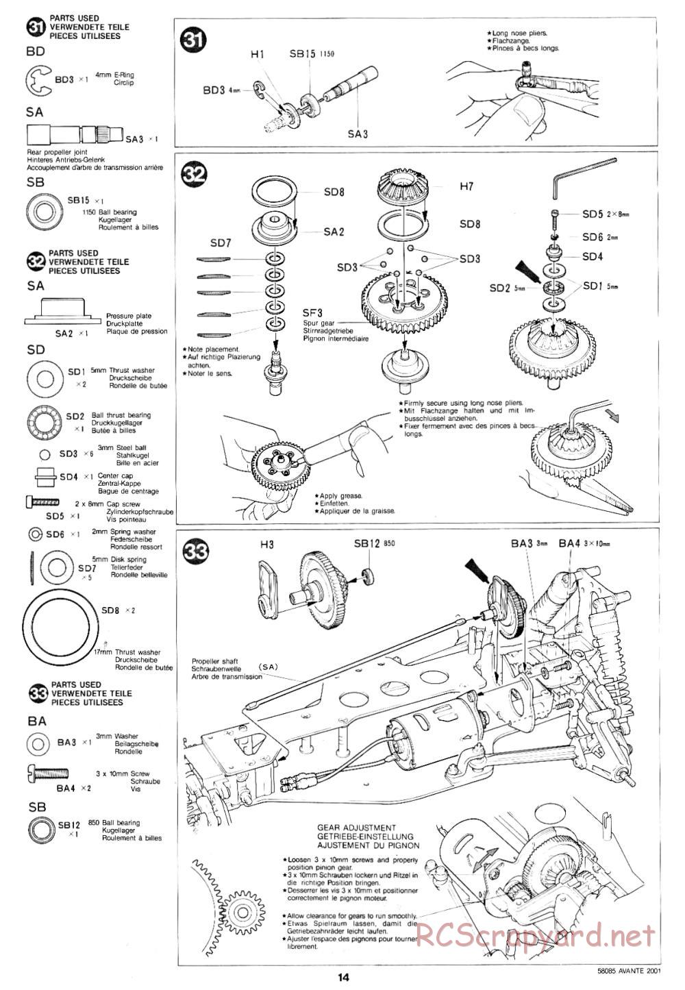 Tamiya - Avante 2001 - 58085 - Manual - Page 14