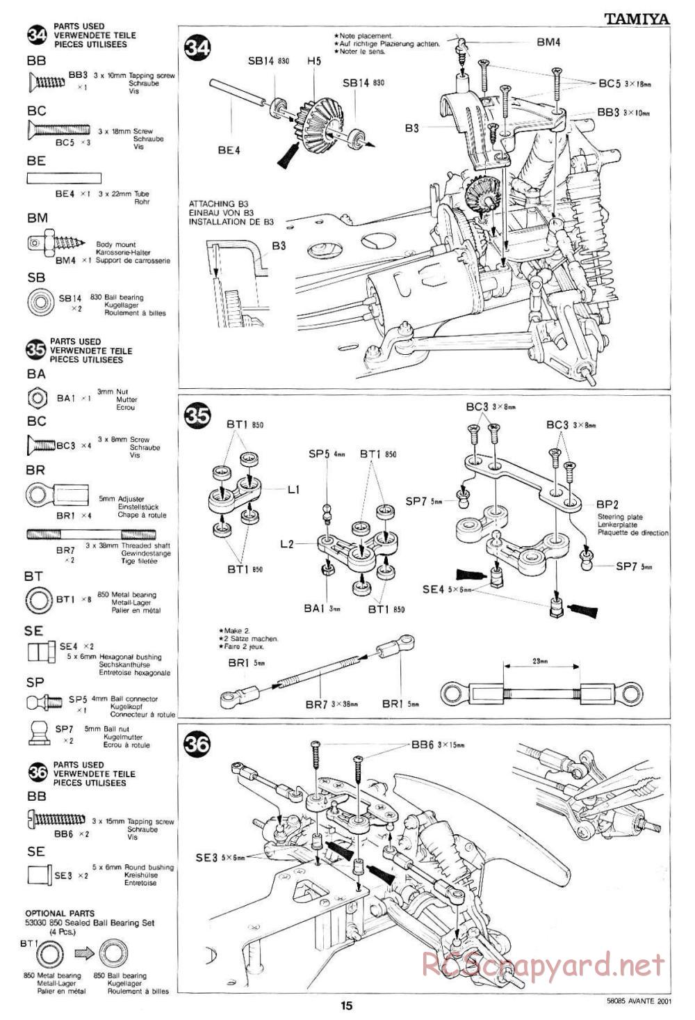 Tamiya - Avante 2001 - 58085 - Manual - Page 15