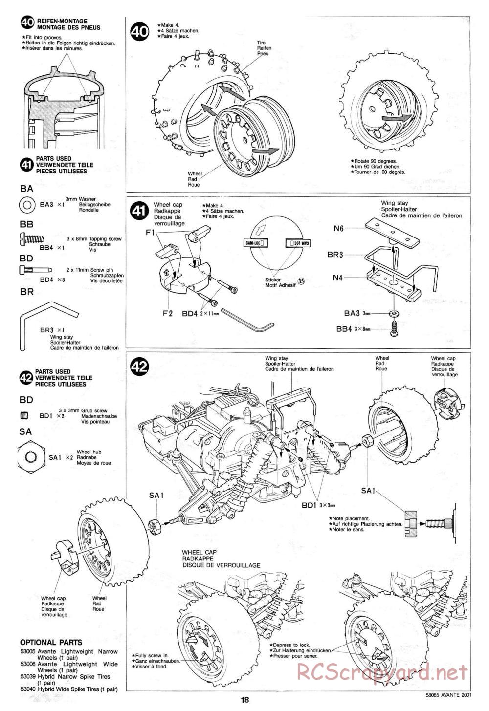 Tamiya - Avante 2001 - 58085 - Manual - Page 18