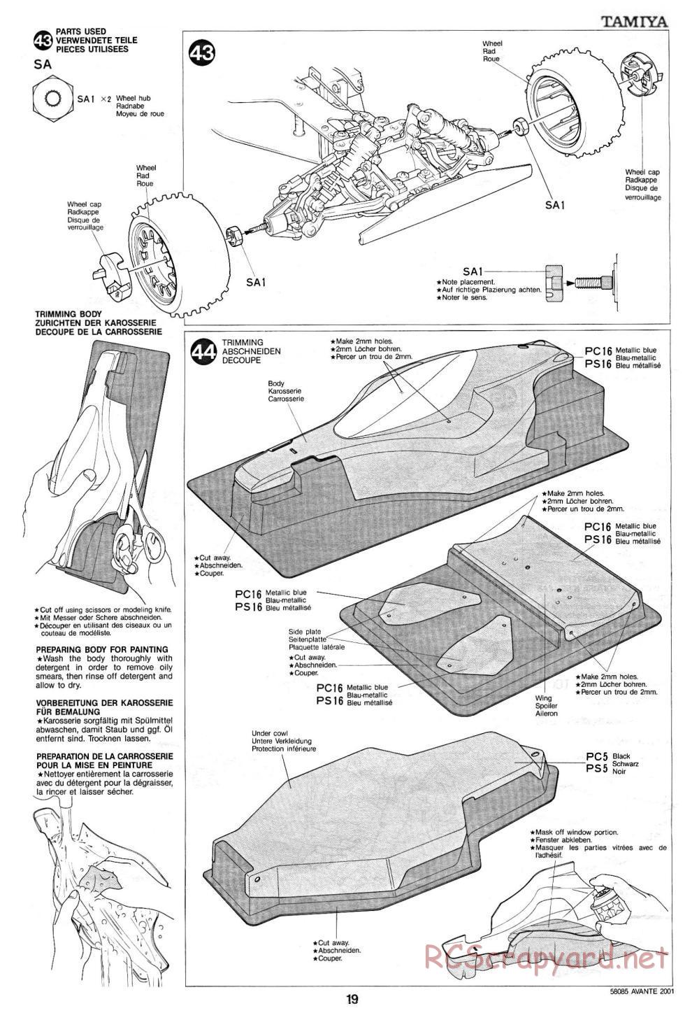 Tamiya - Avante 2001 - 58085 - Manual - Page 19