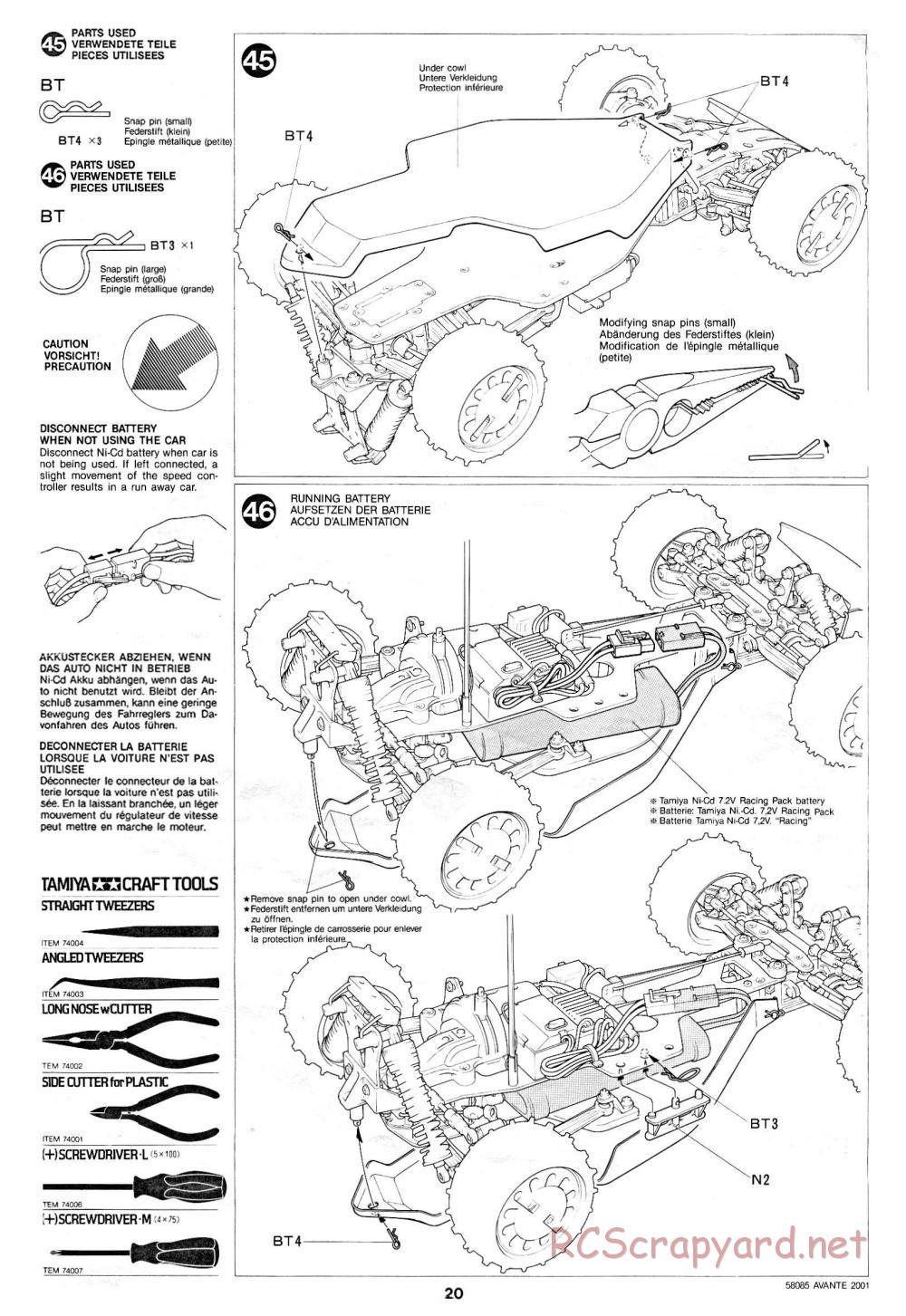 Tamiya - Avante 2001 - 58085 - Manual - Page 20