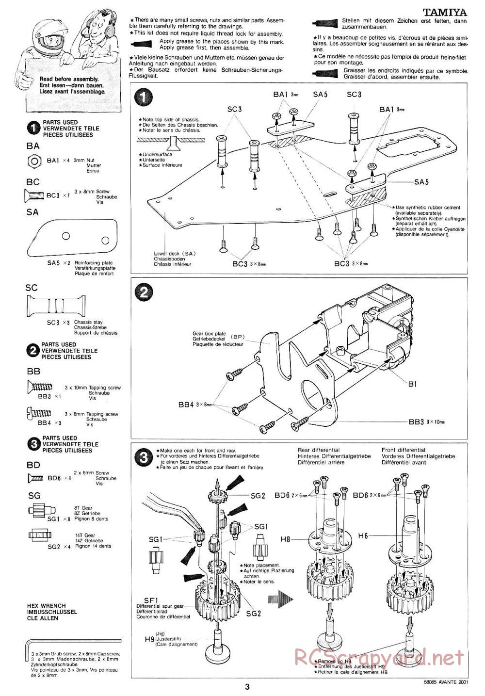 Tamiya - Avante 2001 - 58085 - Manual - Page 3