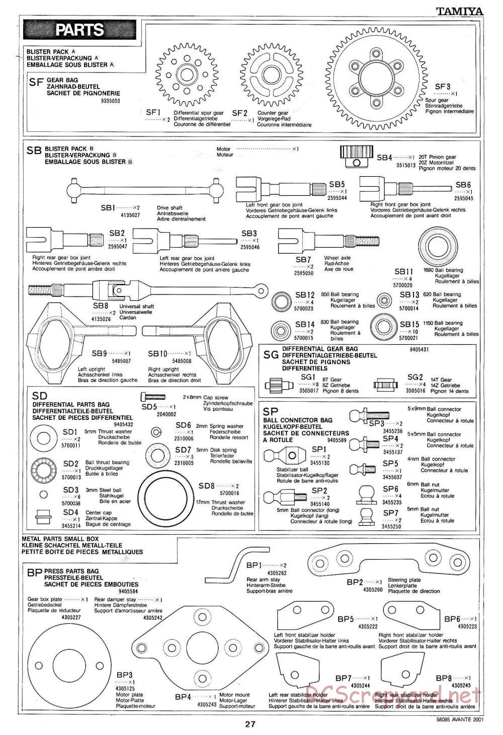 Tamiya - Avante 2001 - 58085 - Manual - Page 27