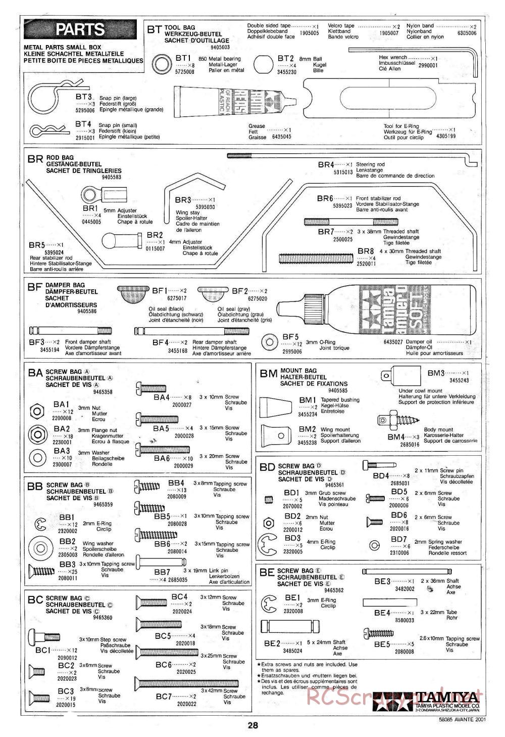 Tamiya - Avante 2001 - 58085 - Manual - Page 28