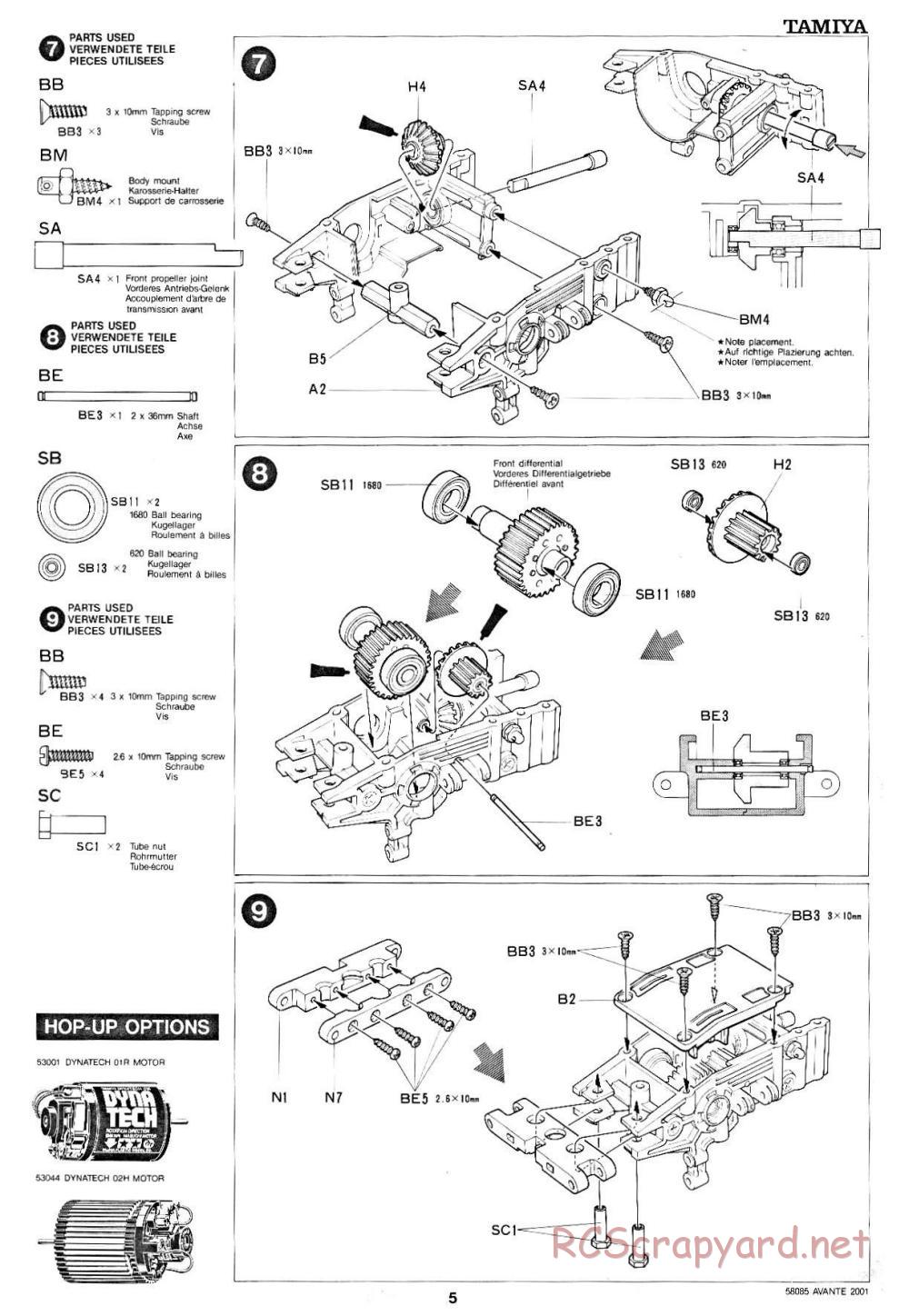 Tamiya - Avante 2001 - 58085 - Manual - Page 5