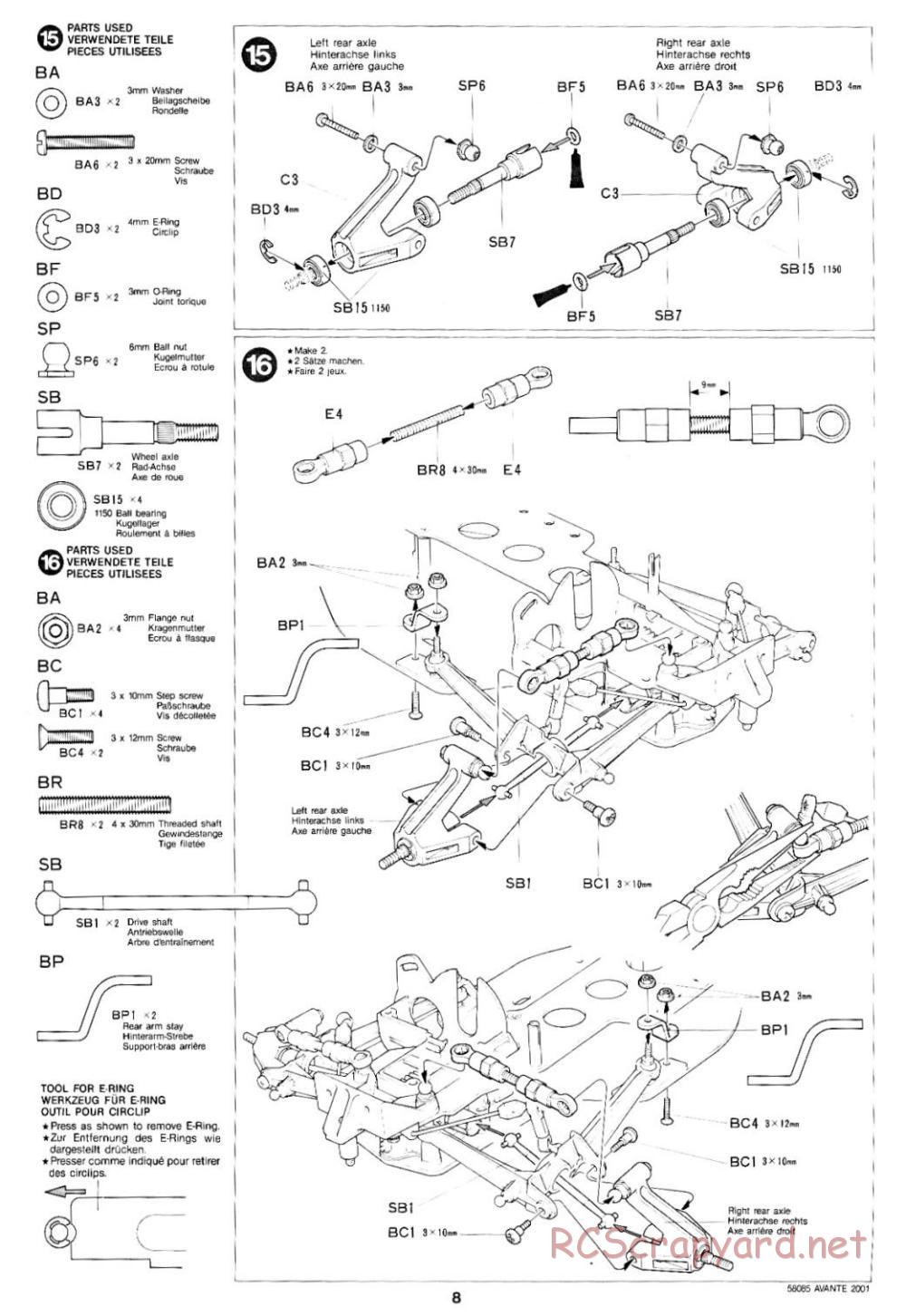 Tamiya - Avante 2001 - 58085 - Manual - Page 8