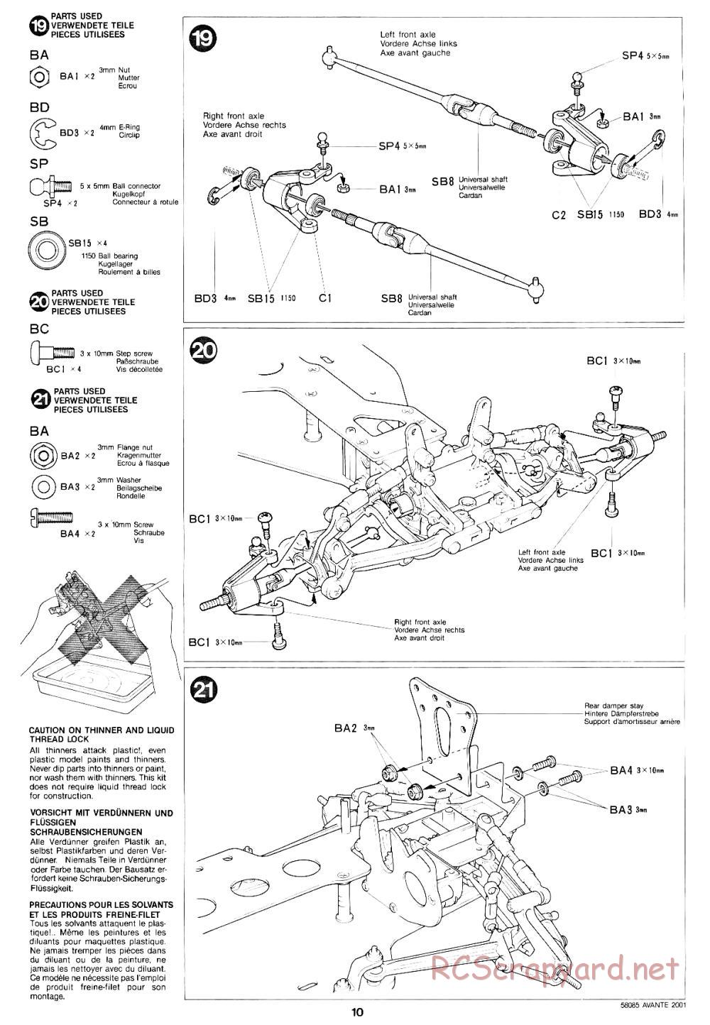 Tamiya - Avante 2001 - 58085 - Manual - Page 10