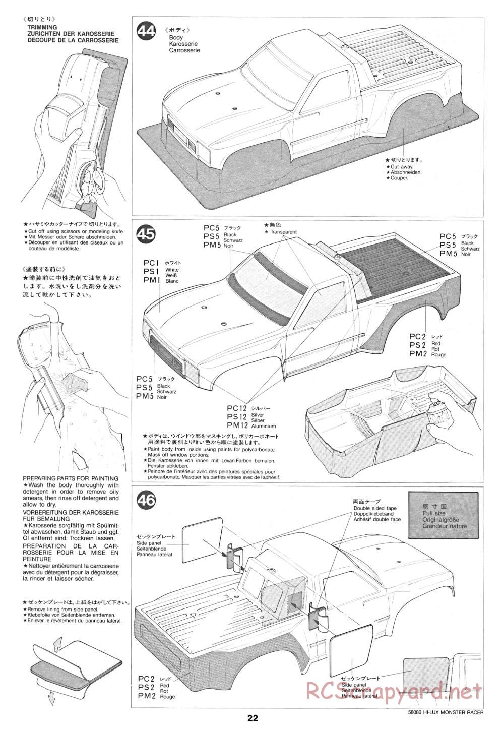 Tamiya - Toyota Hilux Monster Racer - 58086 - Manual - Page 22
