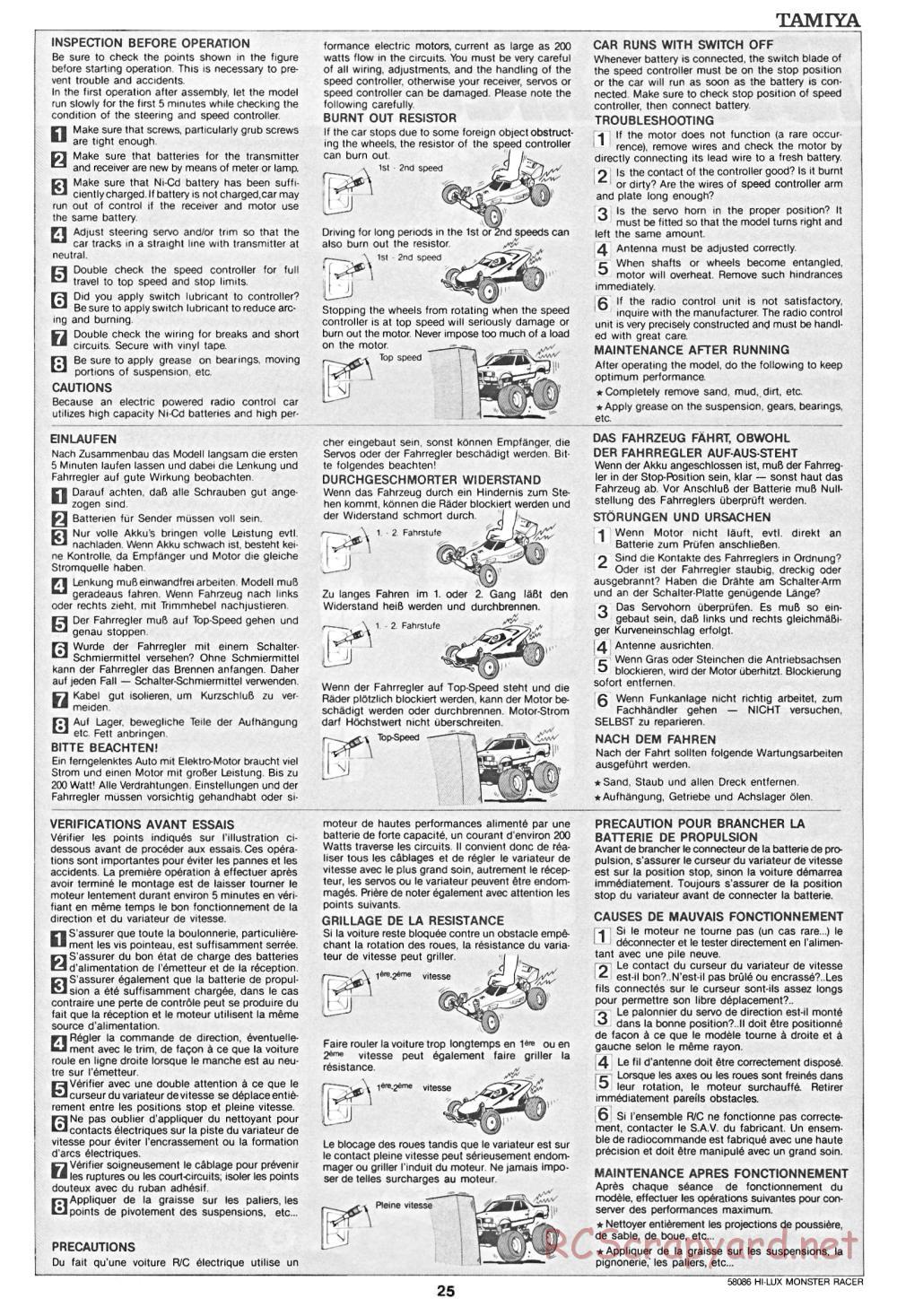 Tamiya - Toyota Hilux Monster Racer - 58086 - Manual - Page 25