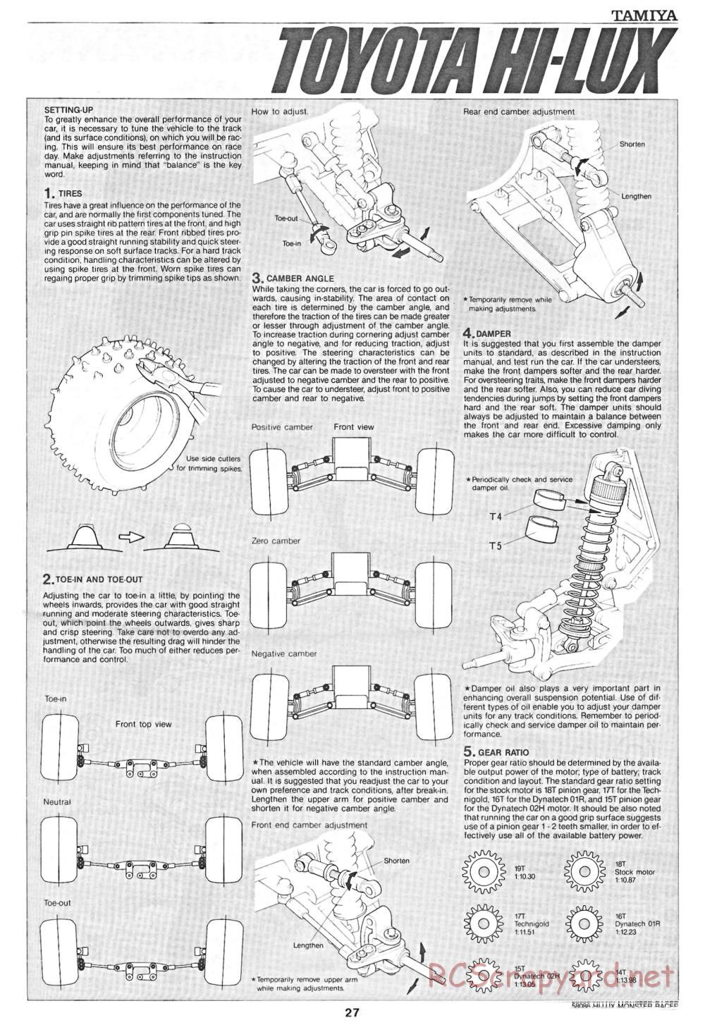 Tamiya - Toyota Hilux Monster Racer - 58086 - Manual - Page 27