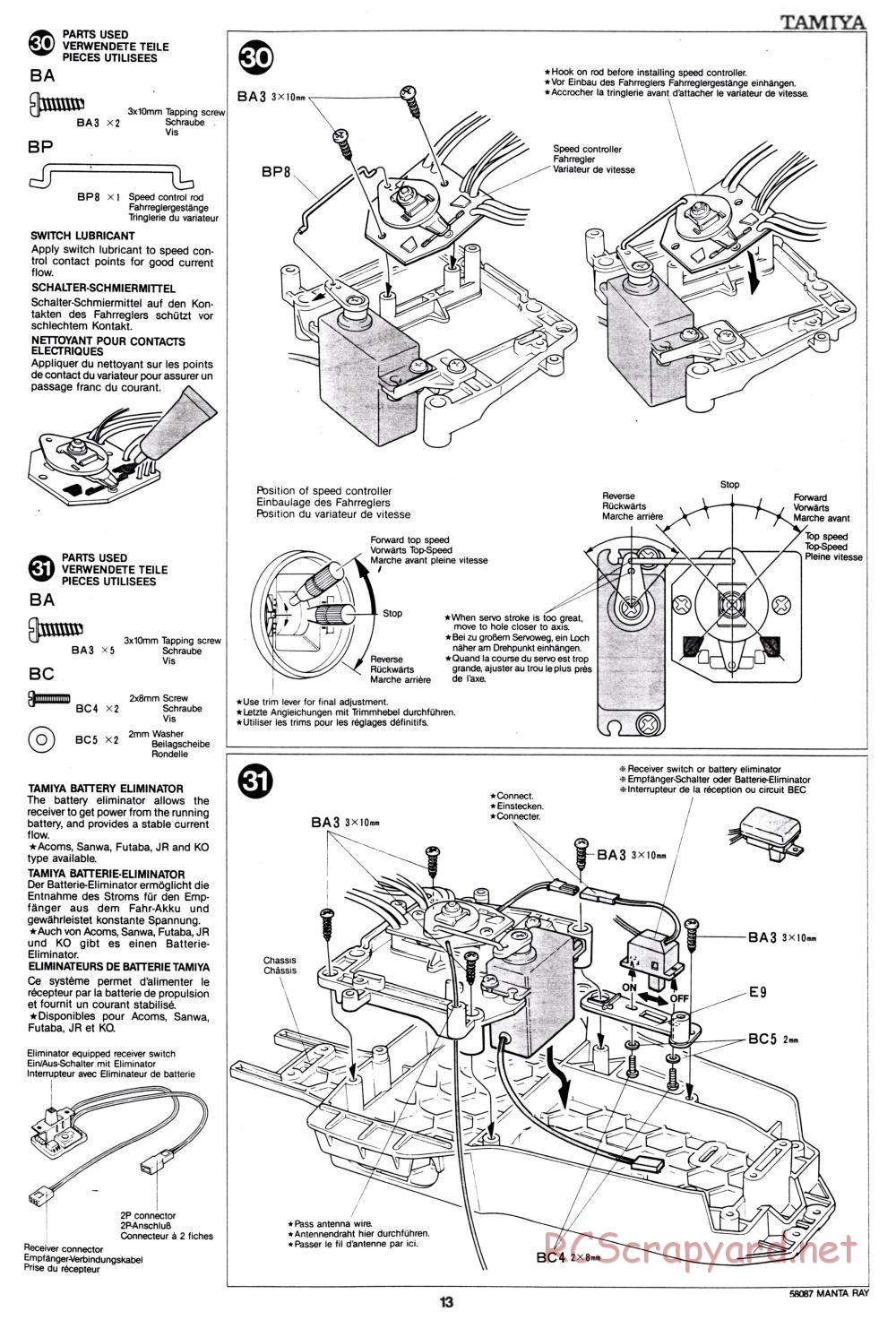 Tamiya - Manta Ray - 58087 - Manual - Page 13