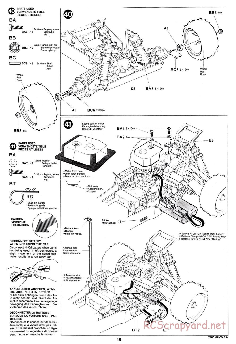 Tamiya - Manta Ray - 58087 - Manual - Page 18