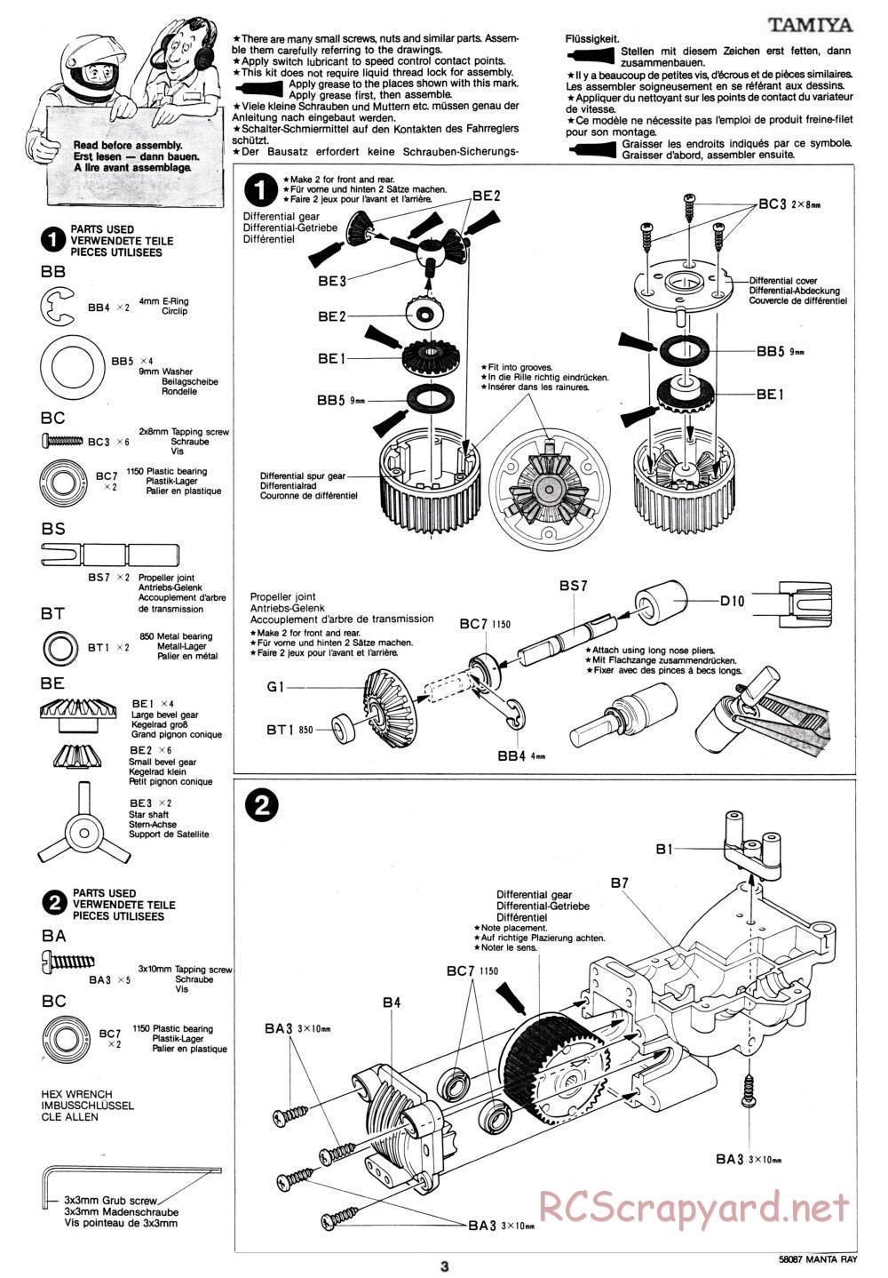 Tamiya - Manta Ray - 58087 - Manual - Page 3