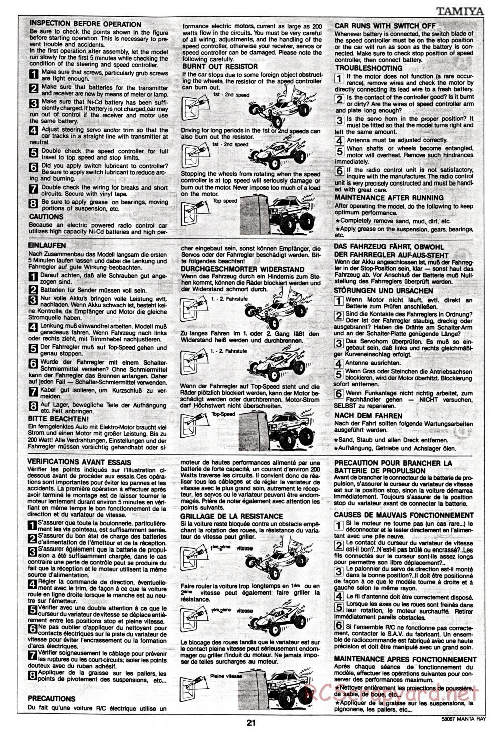 Tamiya - Manta Ray - 58087 - Manual - Page 21