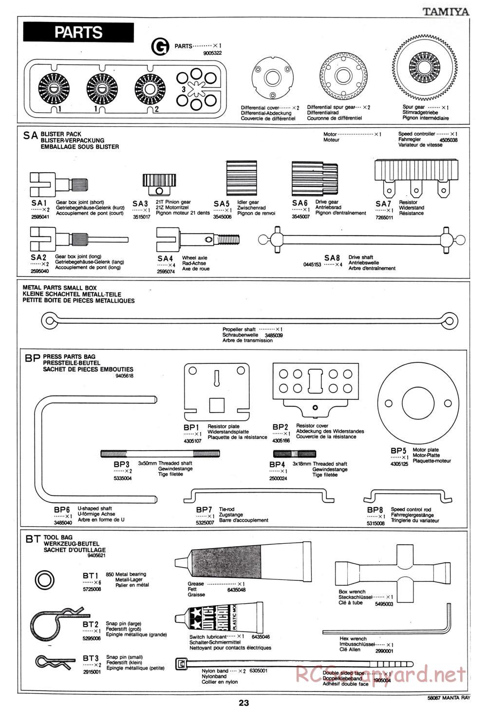 Tamiya - Manta Ray - 58087 - Manual - Page 23