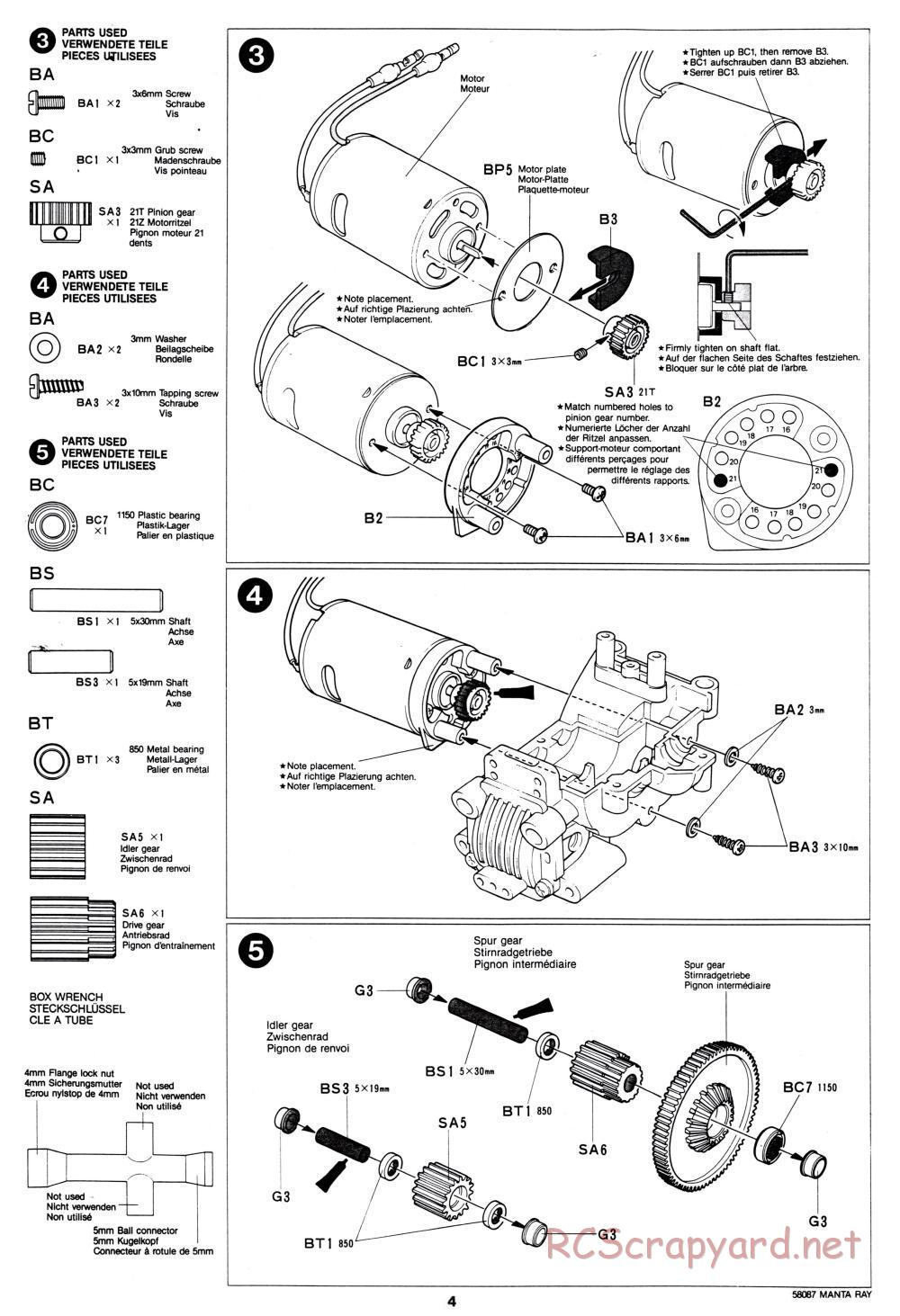 Tamiya - Manta Ray - 58087 - Manual - Page 4