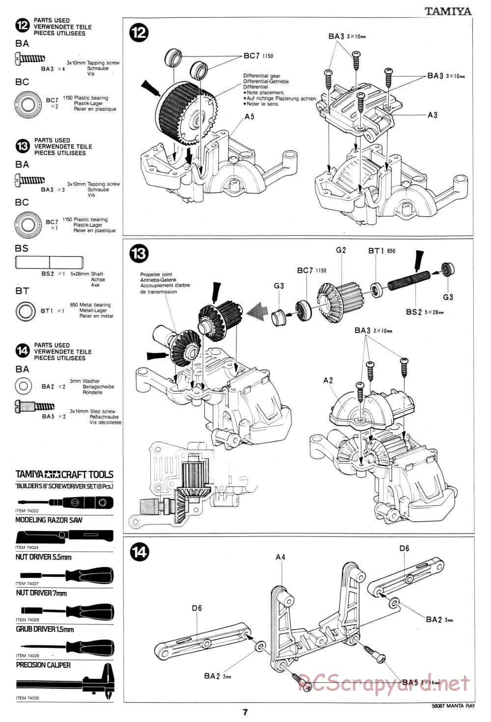 Tamiya - Manta Ray - 58087 - Manual - Page 7