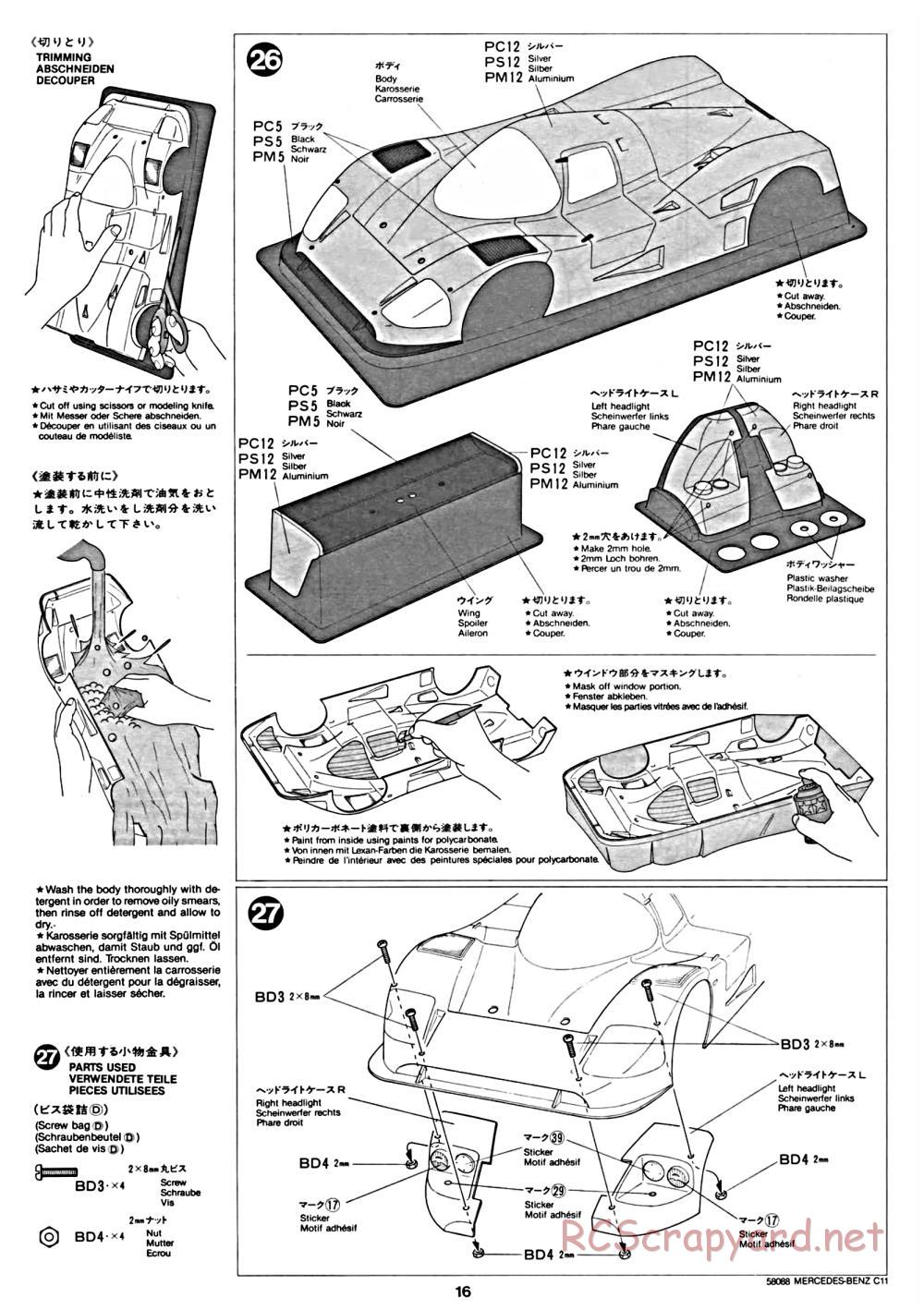 Tamiya - Mercedes Benz C11 - 58088 - Manual - Page 16