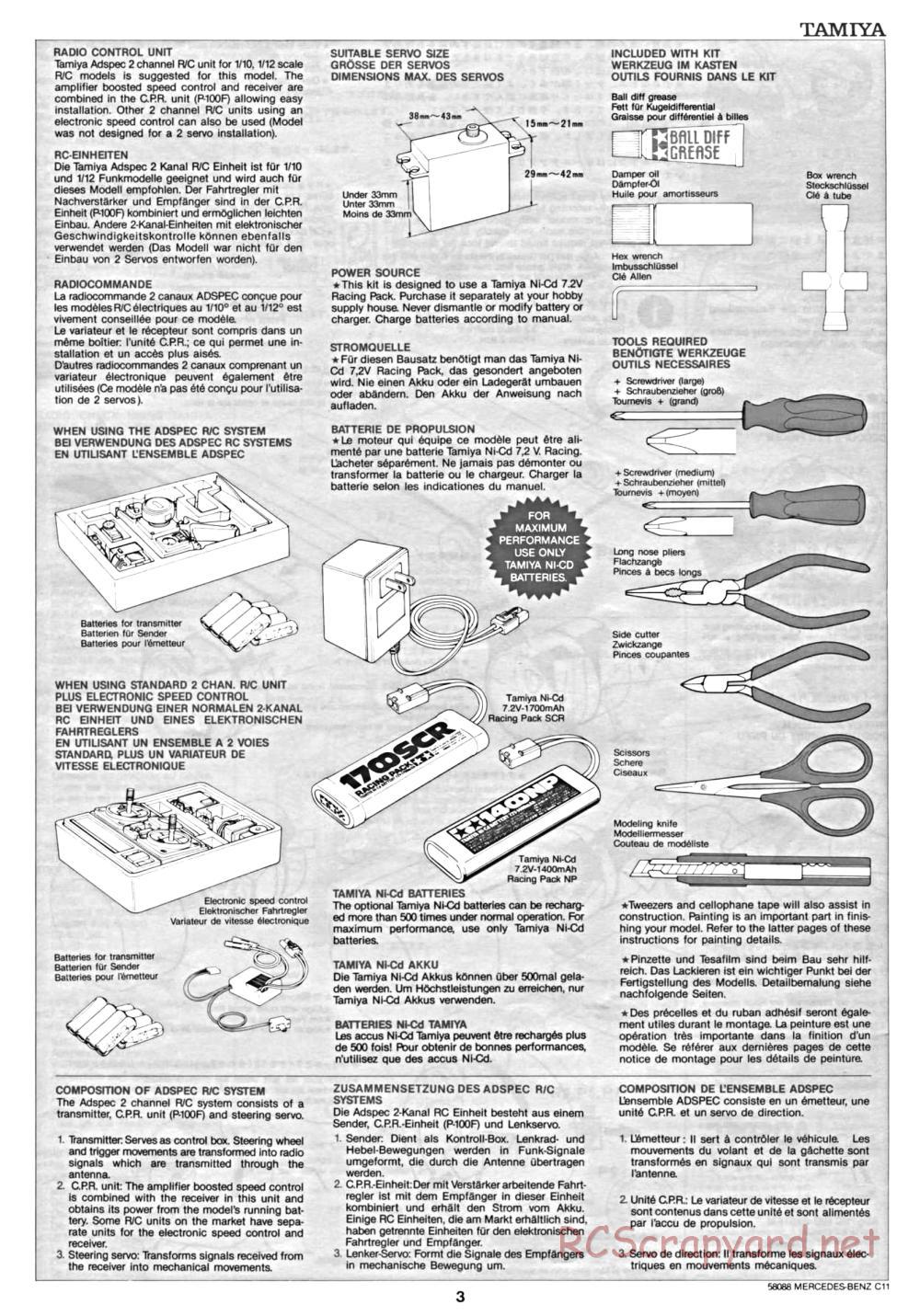 Tamiya - Mercedes Benz C11 - 58088 - Manual - Page 3