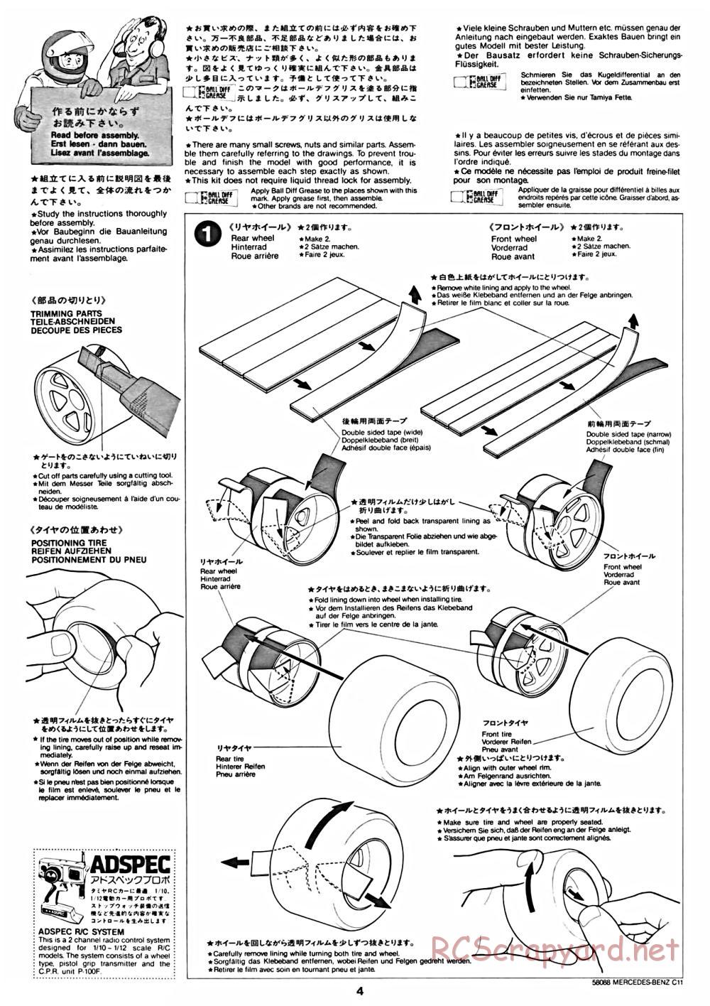 Tamiya - Mercedes Benz C11 - 58088 - Manual - Page 4