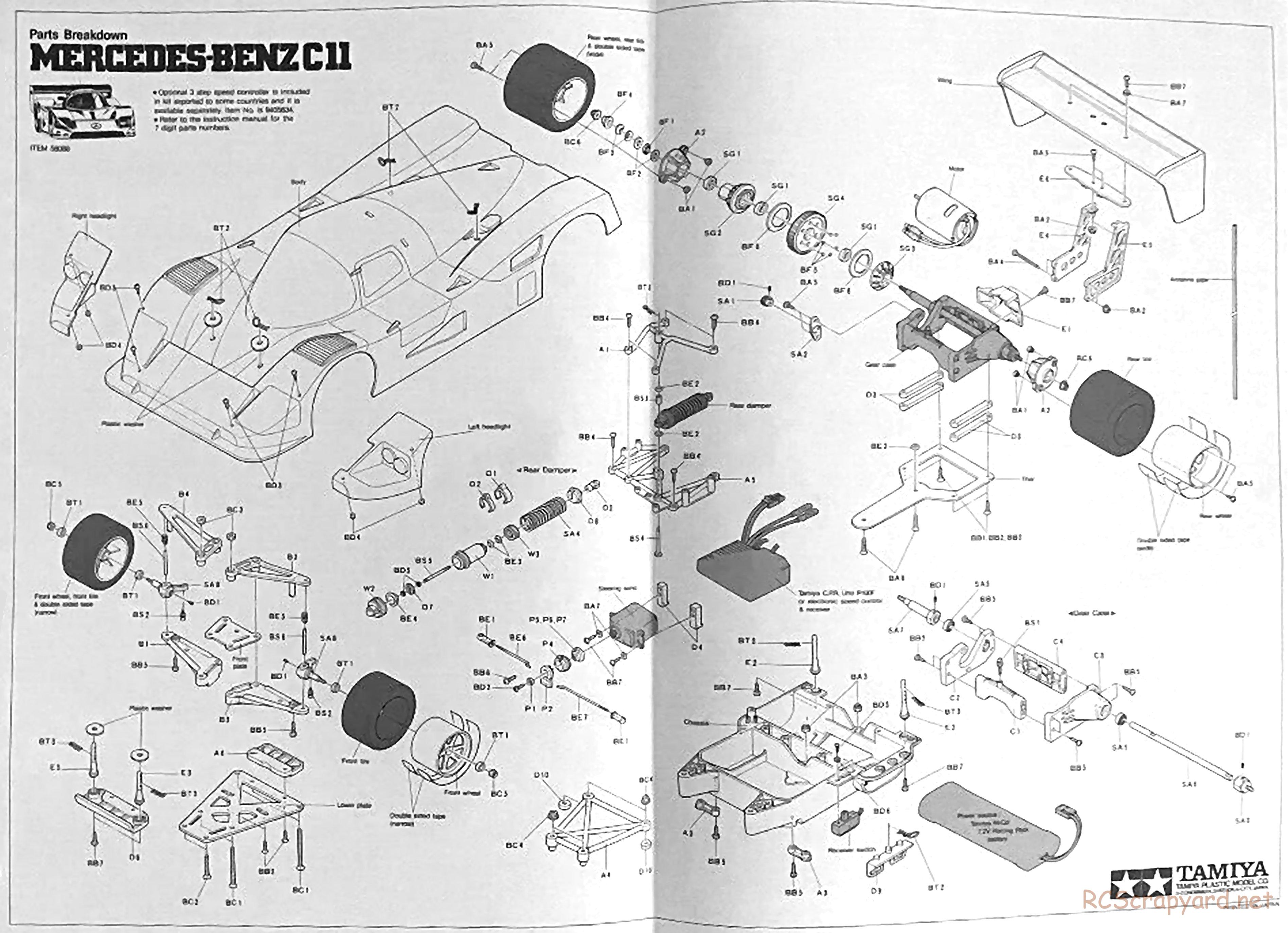 Tamiya - Mercedes Benz C11 - 58088 - Exploded View