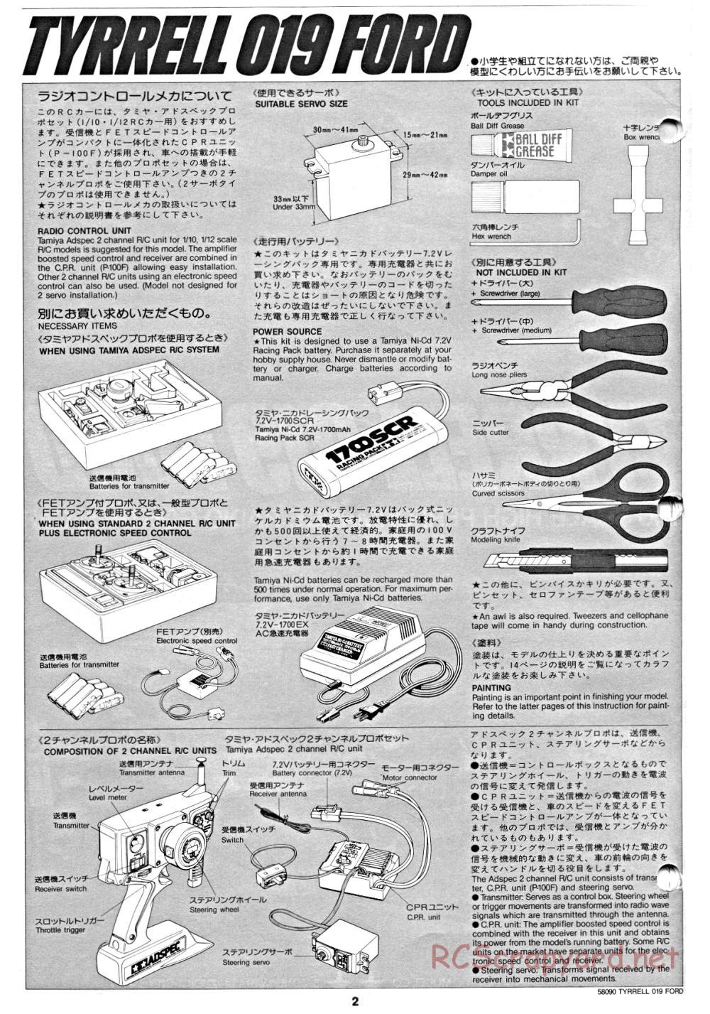 Tamiya - Tyrrell 019 Ford - 58090 - Manual - Page 2