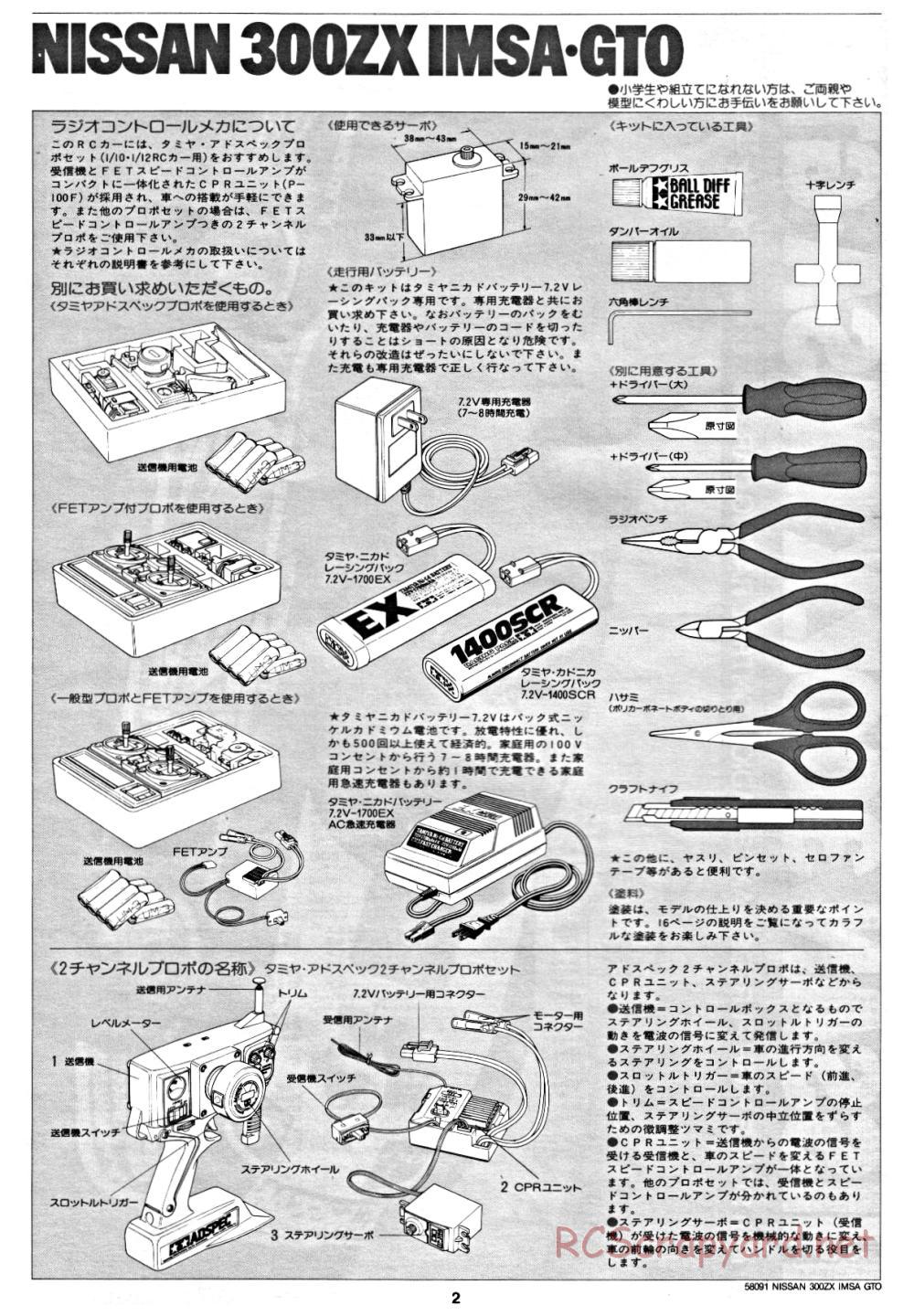 Tamiya - Nissan 300ZX IMSA GTO - 58091 - Manual - Page 2