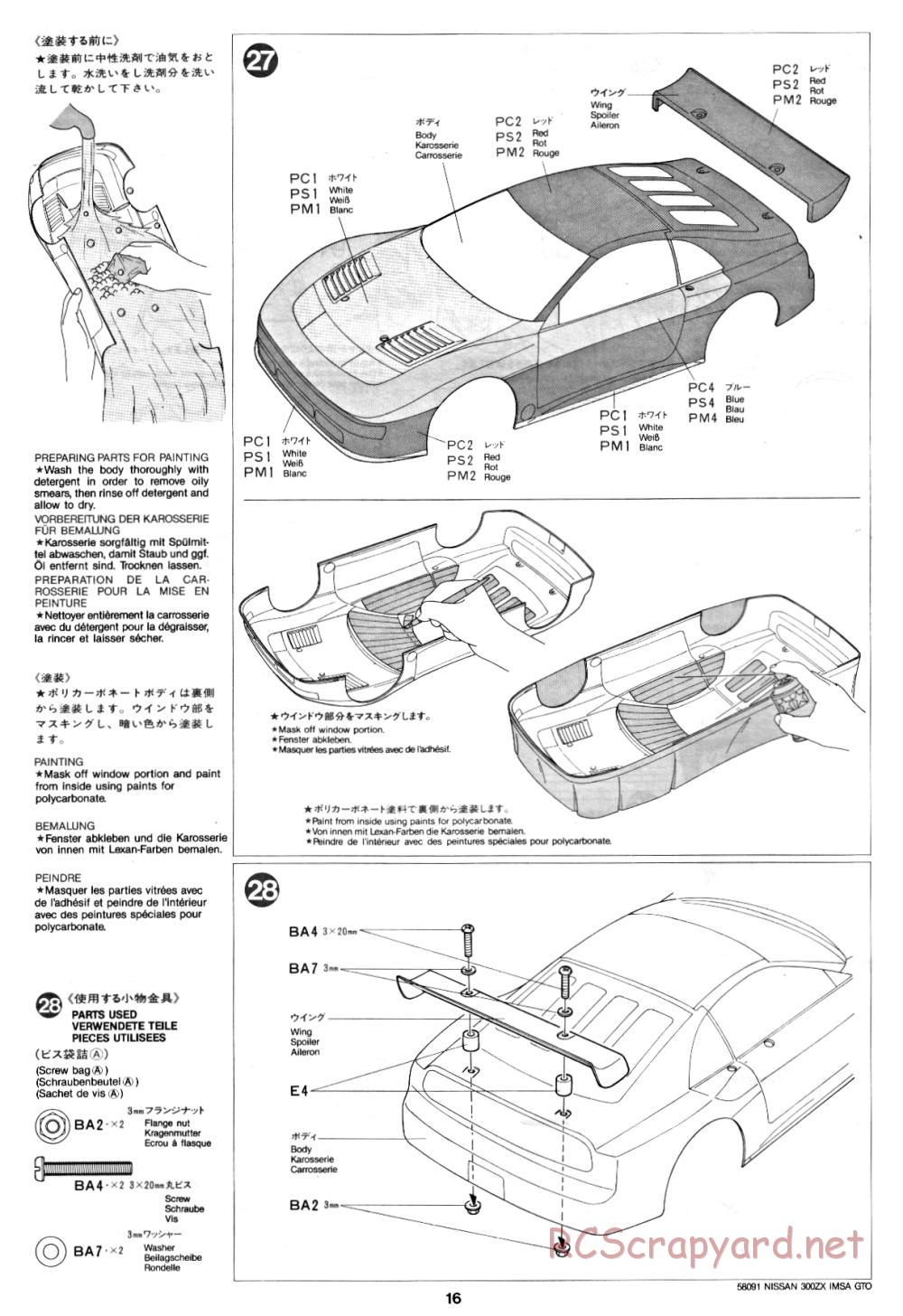 Tamiya - Nissan 300ZX IMSA GTO - 58091 - Manual - Page 16