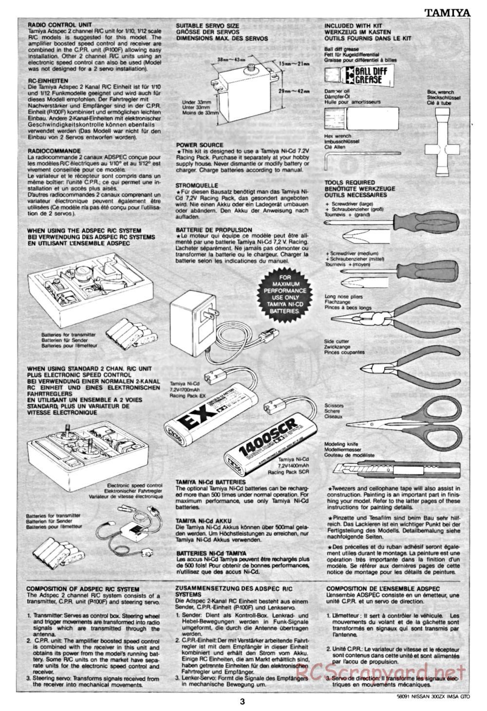 Tamiya - Nissan 300ZX IMSA GTO - 58091 - Manual - Page 3