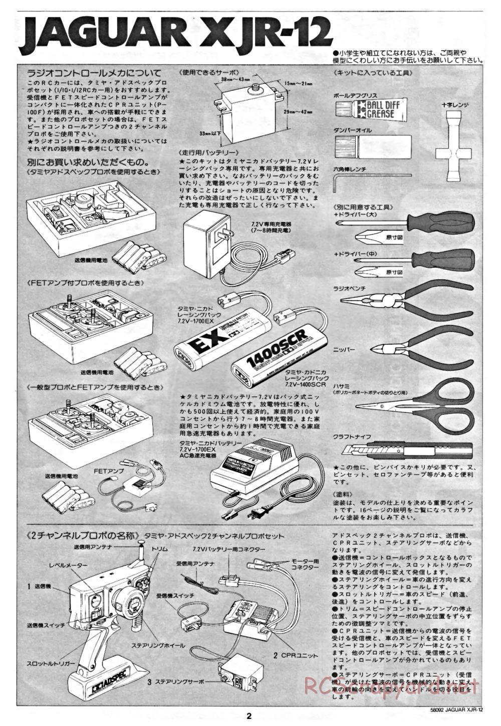 Tamiya - Jaguar XJR-12 - 58092 - Manual - Page 2